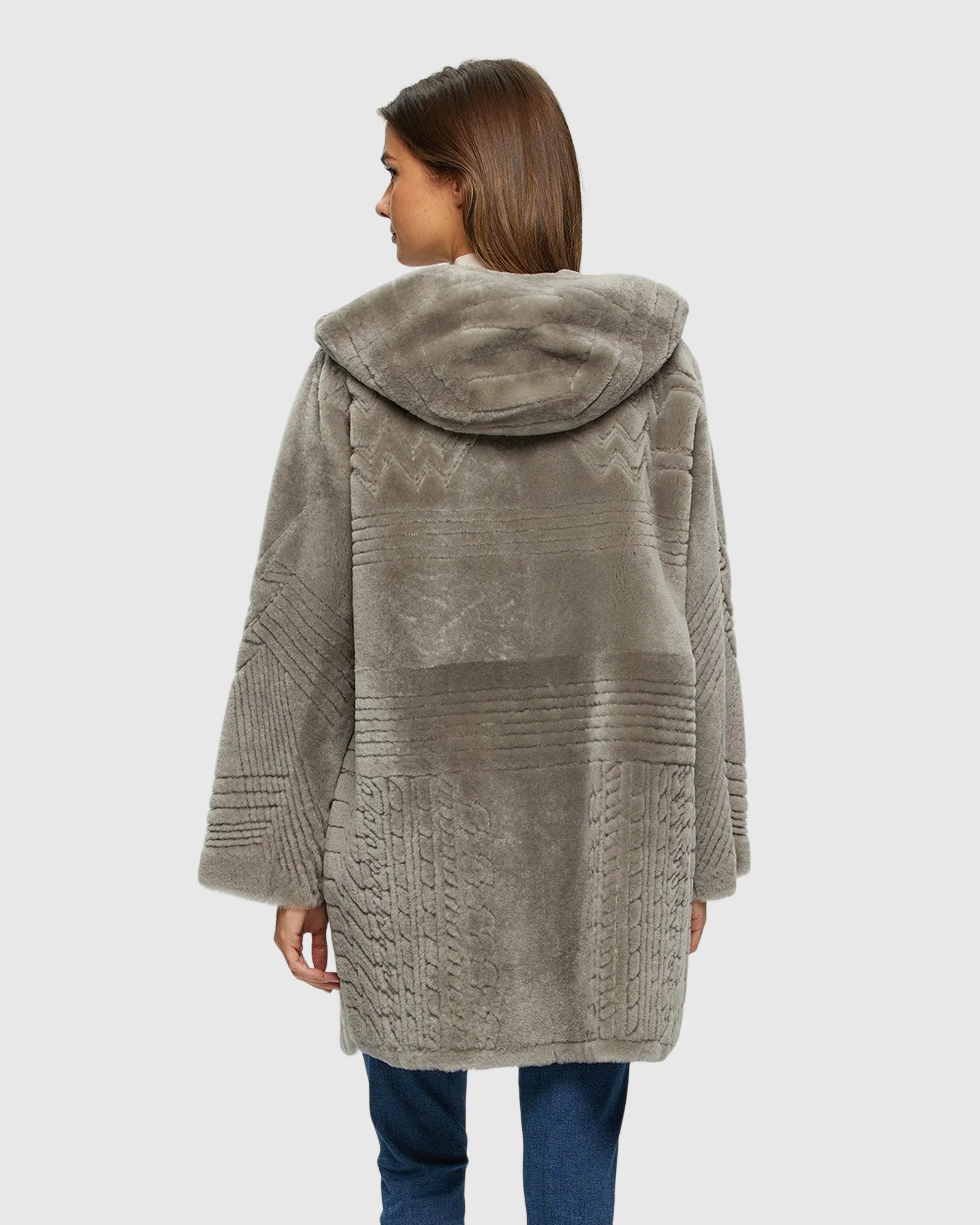REVERSIBLE SHEARLING LAMB PARKA WITH GROOVED PATTERN - Image 8