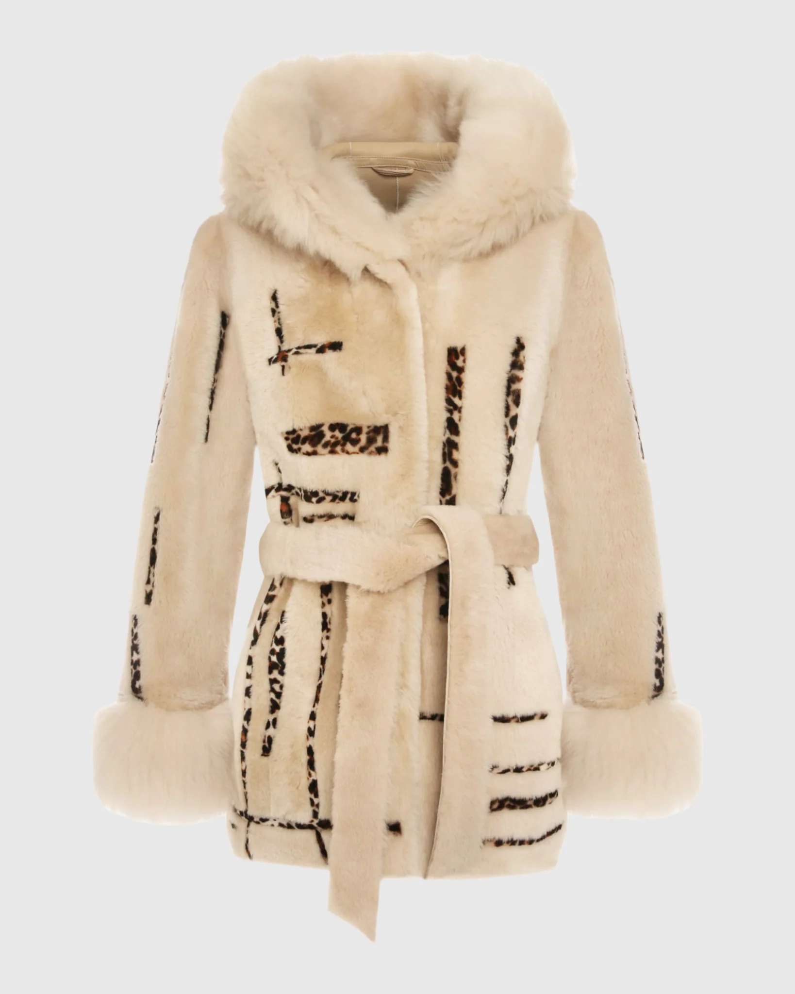 Reversible Shearling Lamb Jacket With Merinillo Shearling Lamb Hood Trim & Cuffs, Belt, Hood - Image 12