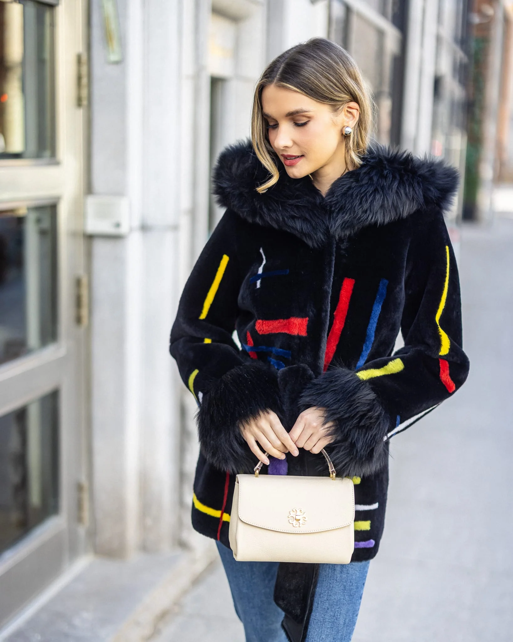 Reversible Shearling Lamb Jacket With Merinillo Shearling Lamb Hood Trim & Cuffs, Belt - Image 10