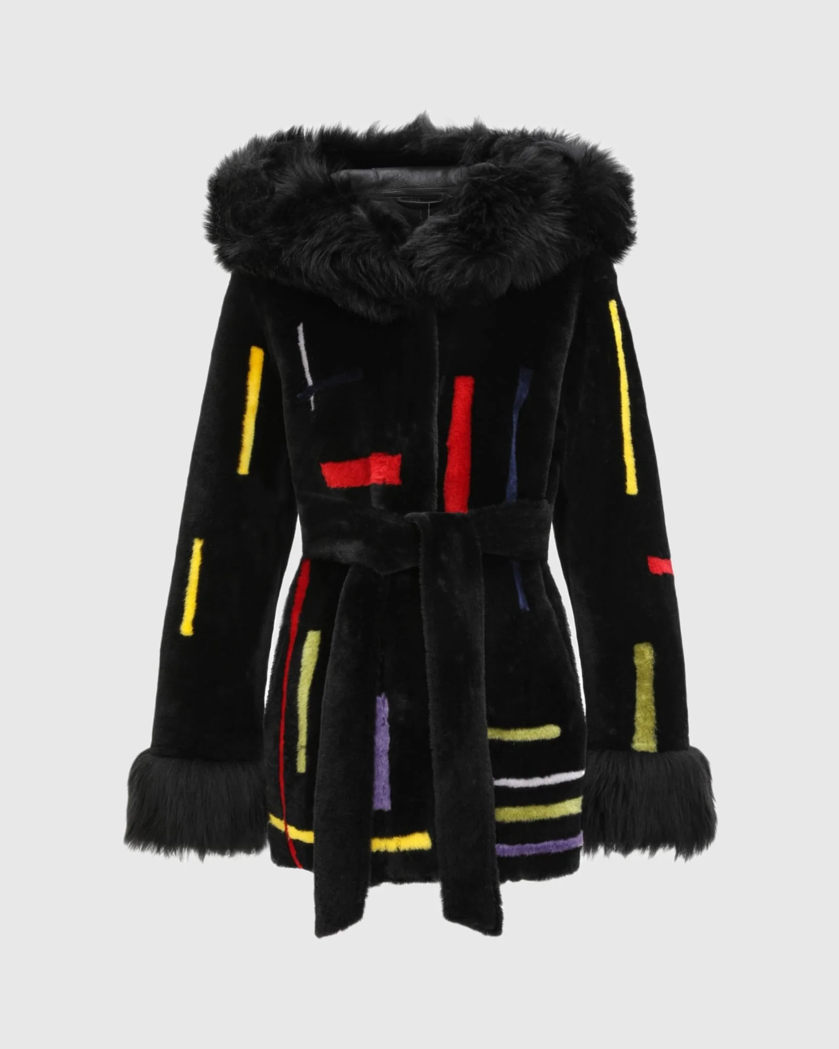 Reversible Shearling Lamb Jacket With Merinillo Shearling Lamb Hood Trim & Cuffs, Belt - Image 7