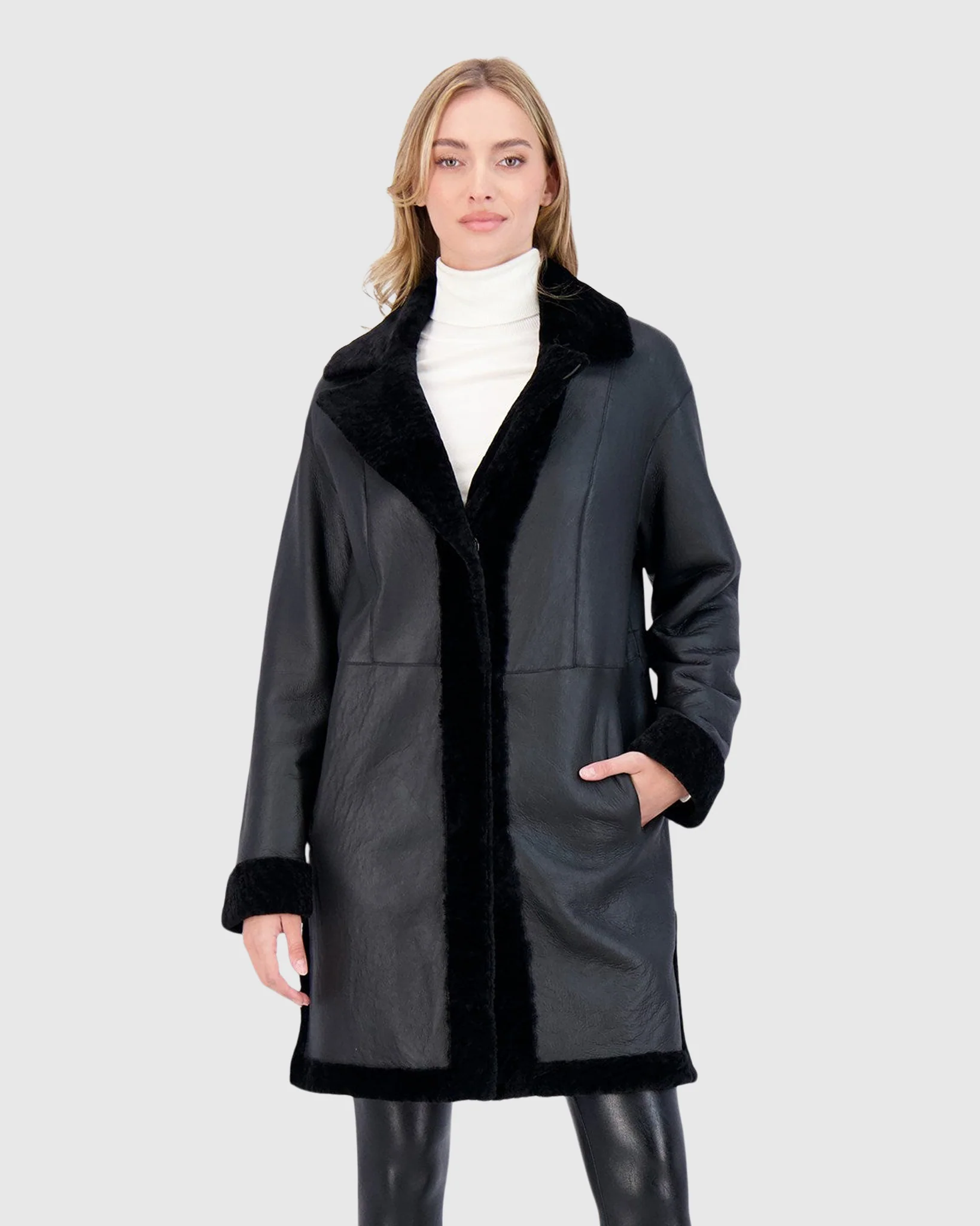 Reversible Select Shearling Lamb Stroller With Belt - Image 15