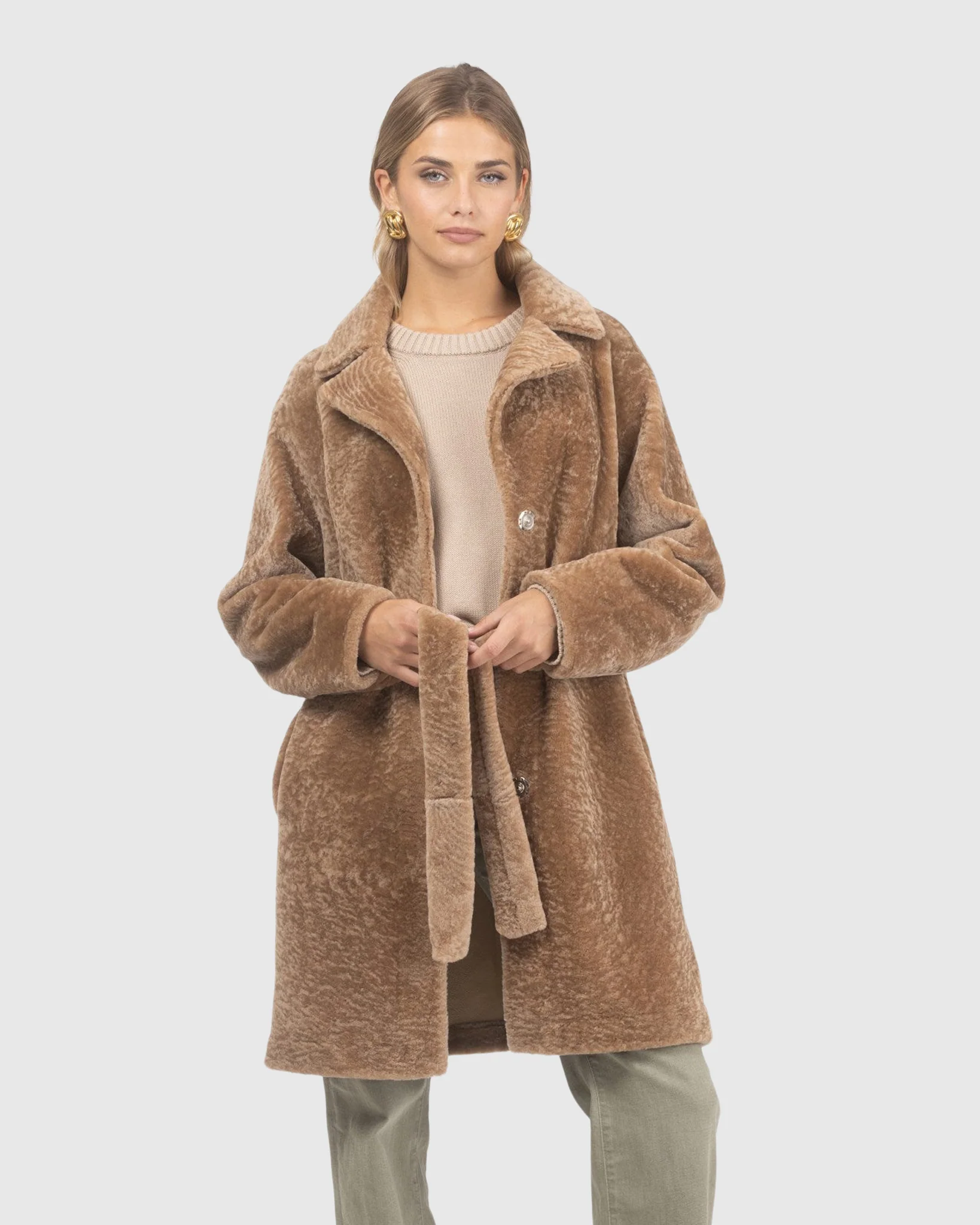 Reversible Select Shearling Lamb Stroller With Belt - Image 20