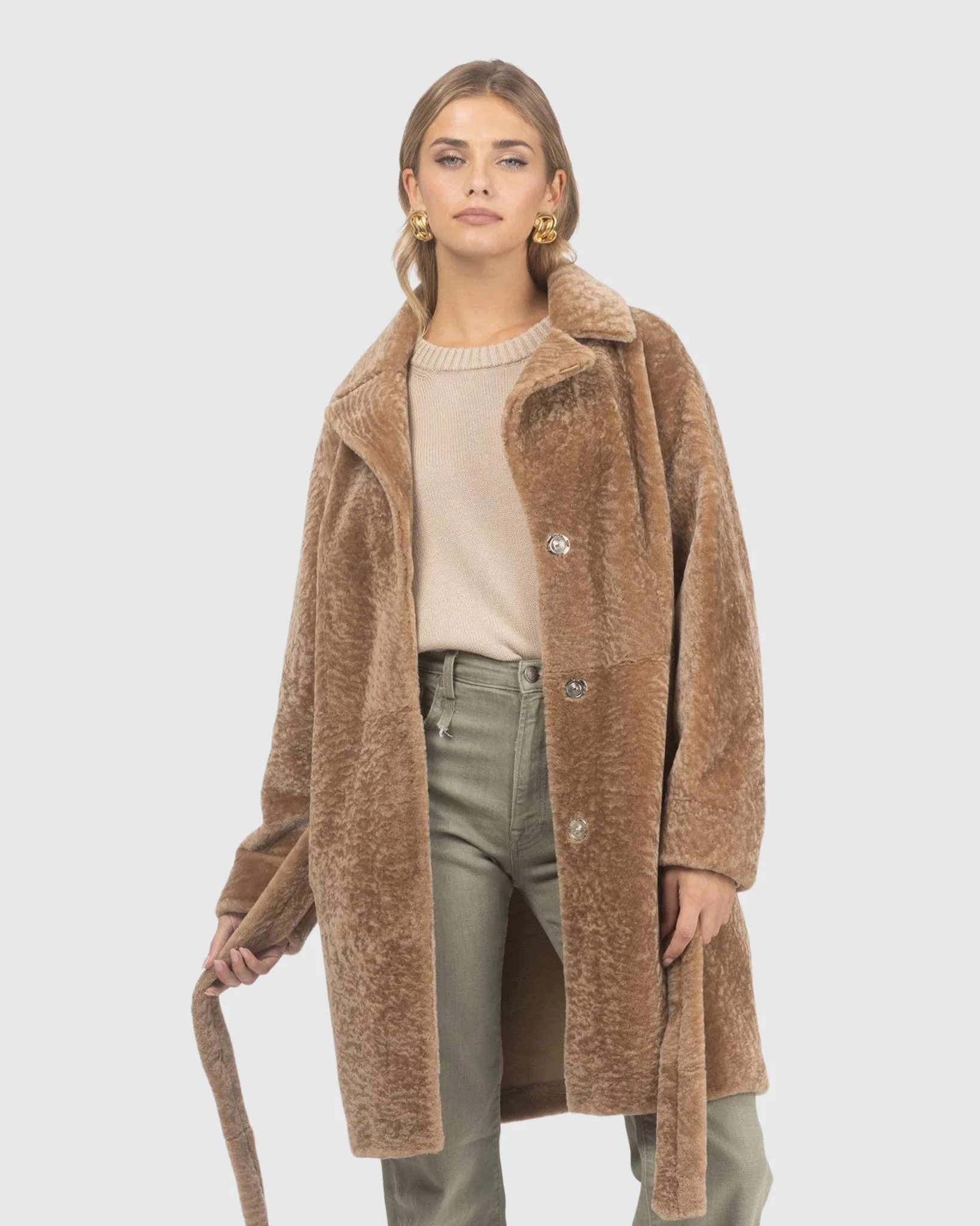 Reversible Select Shearling Lamb Stroller With Belt - Image 21