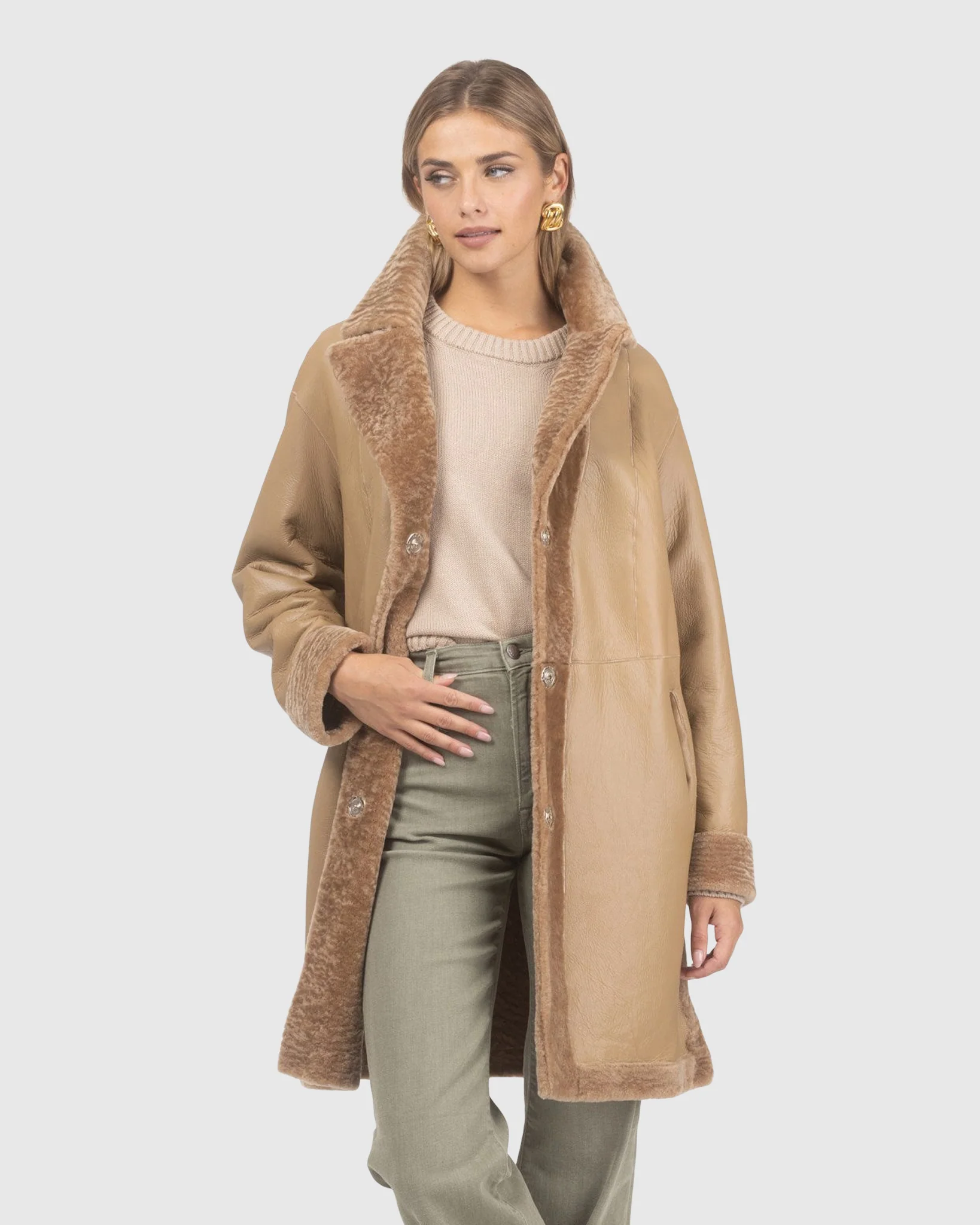 Reversible Select Shearling Lamb Stroller With Belt - Image 22