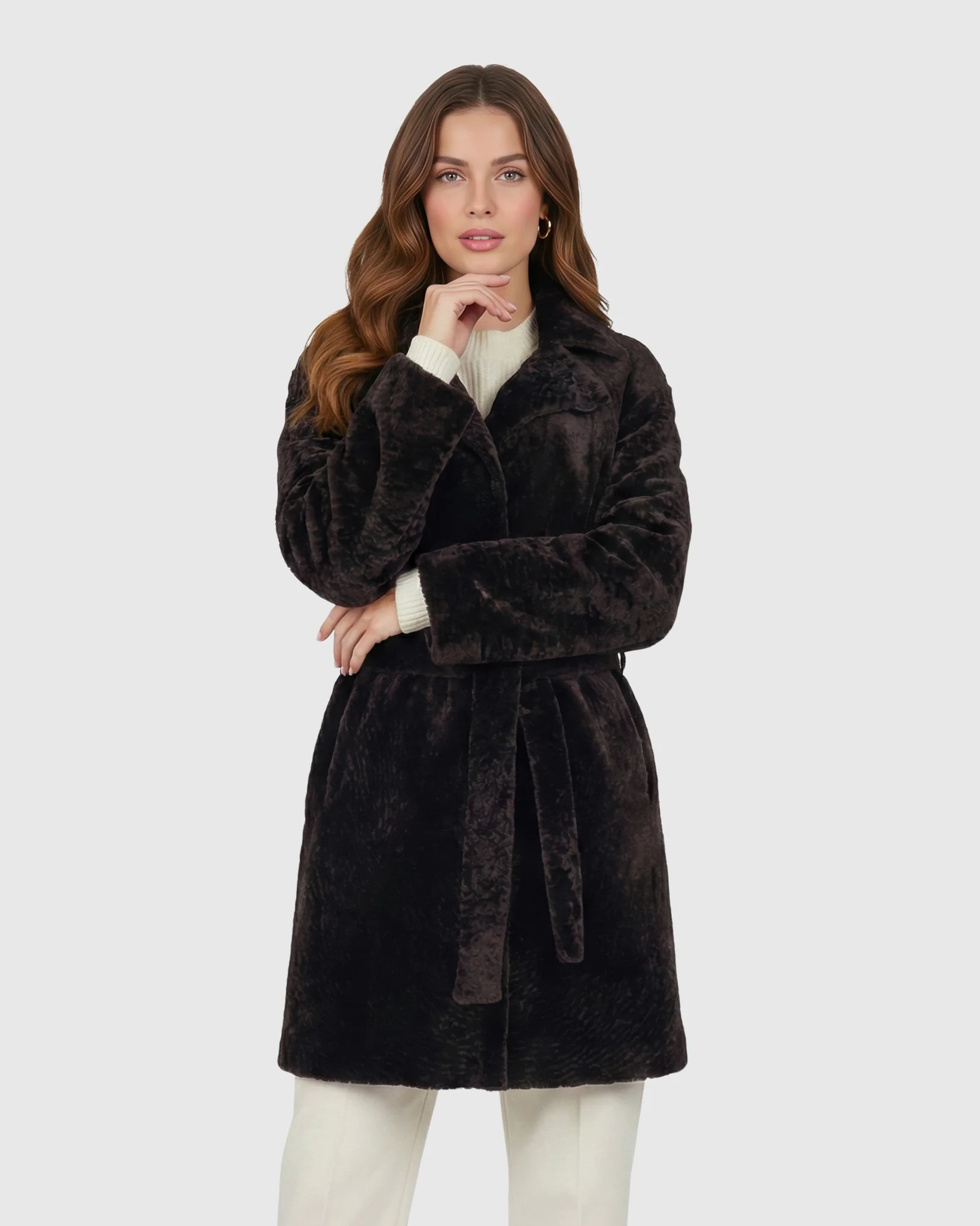 Reversible Select Shearling Lamb Stroller With Belt - Image 32