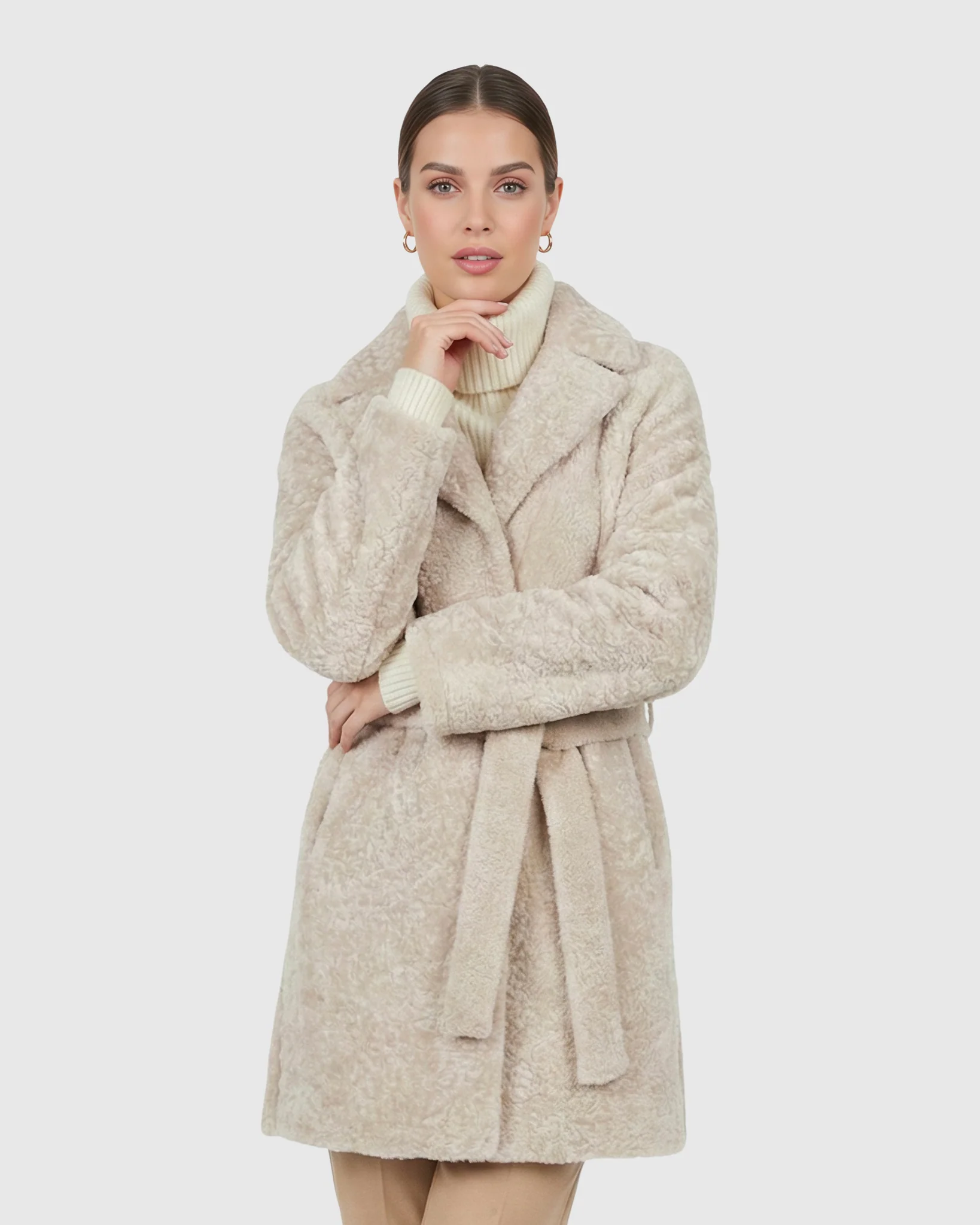 Reversible Select Shearling Lamb Stroller With Belt - Image 4