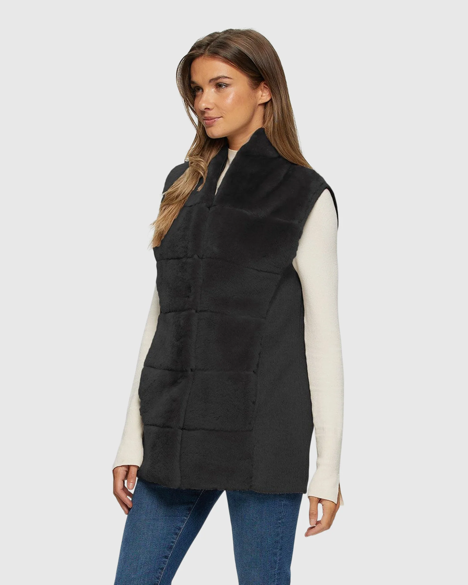 Reversible Select Shearling Lamb Vest With Cashmere & Wool Back And Belt - Image 3