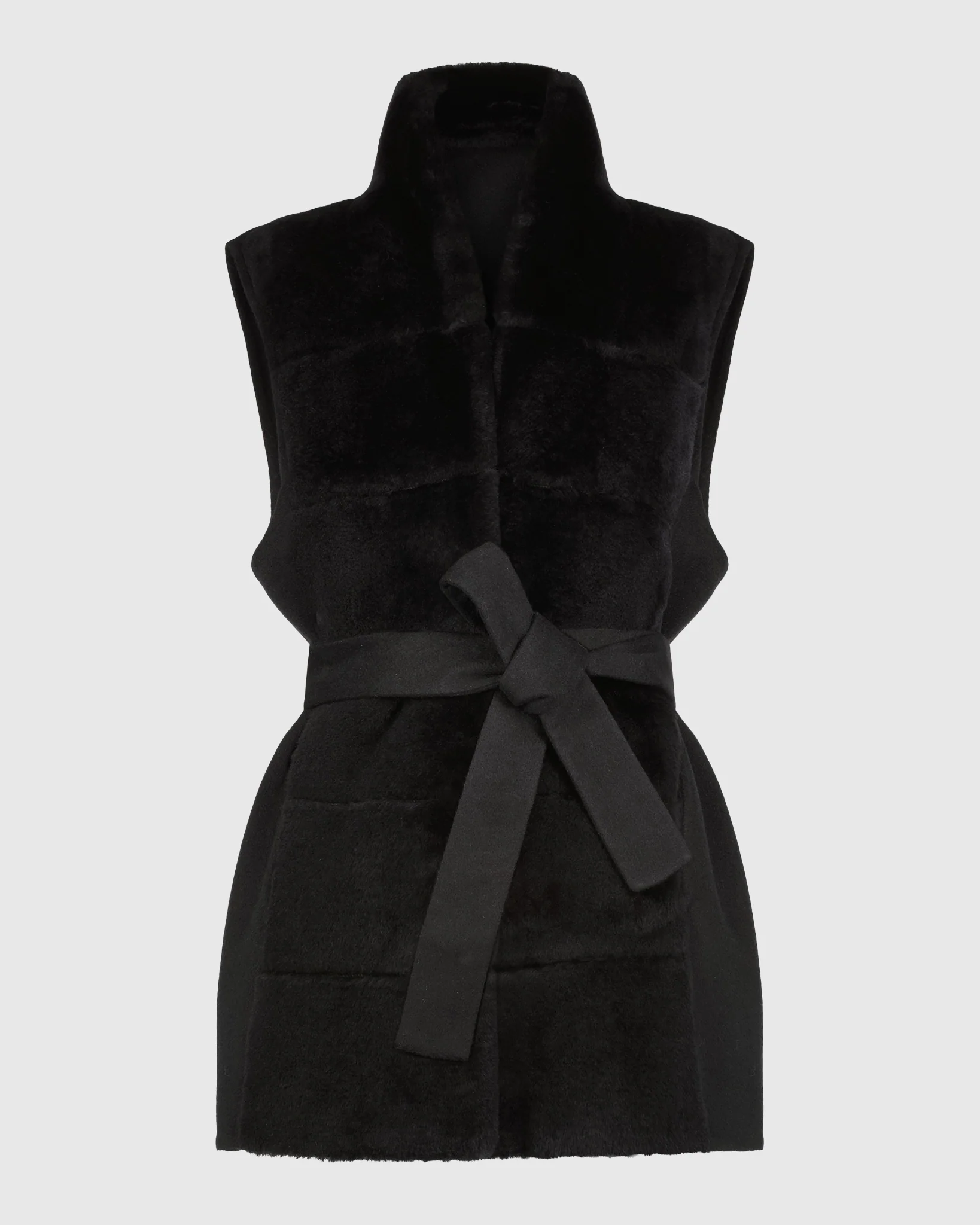 Reversible Select Shearling Lamb Vest With Cashmere & Wool Back And Belt - Image 4