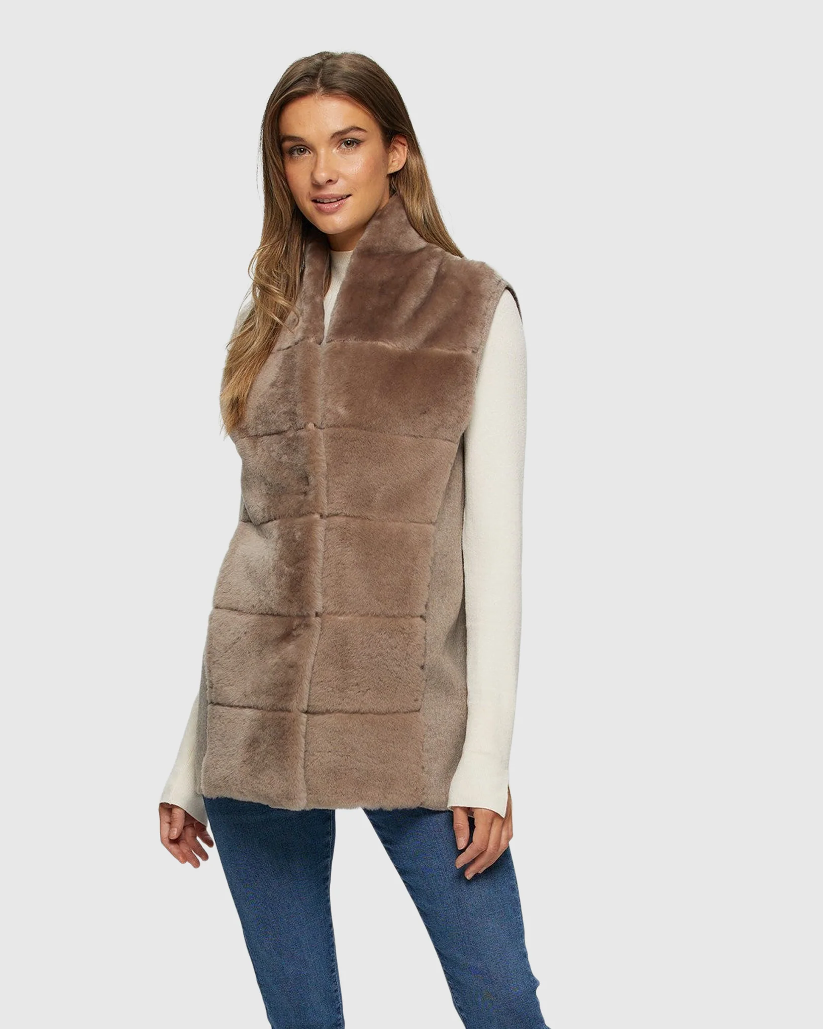 Reversible Select Shearling Lamb Vest With Cashmere & Wool Back And Belt - Image 5