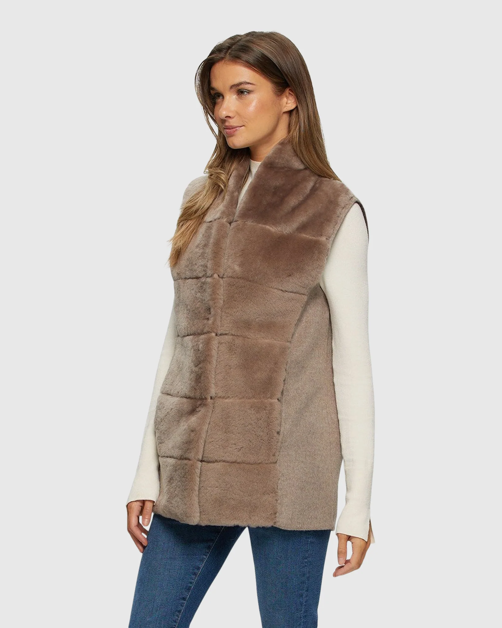 Reversible Select Shearling Lamb Vest With Cashmere & Wool Back And Belt - Image 6