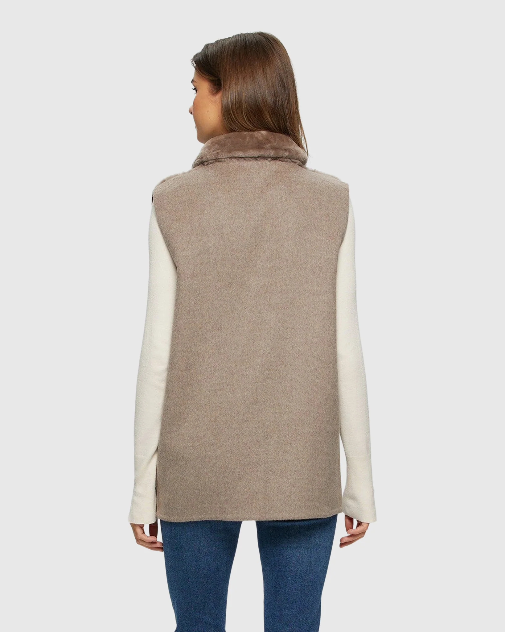 Reversible Select Shearling Lamb Vest With Cashmere & Wool Back And Belt - Image 7
