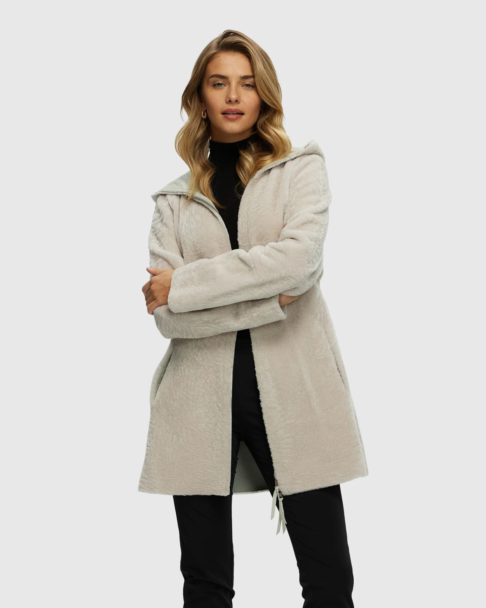 Reversible Select Shearling Lamb Zip Jacket, Hood - Image 13