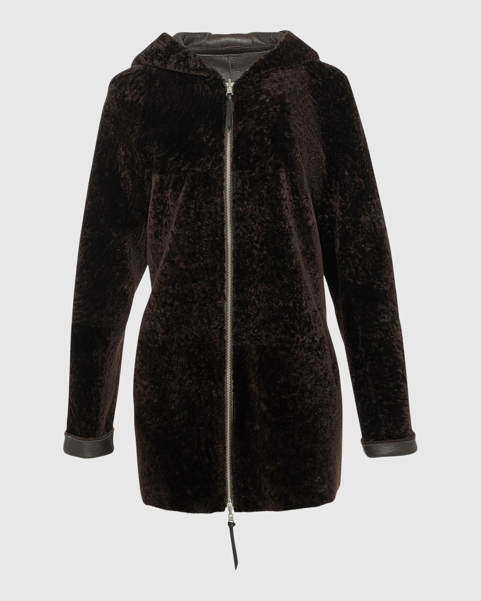 Reversible Select Shearling Lamb Zip Jacket, Hood - Image 4