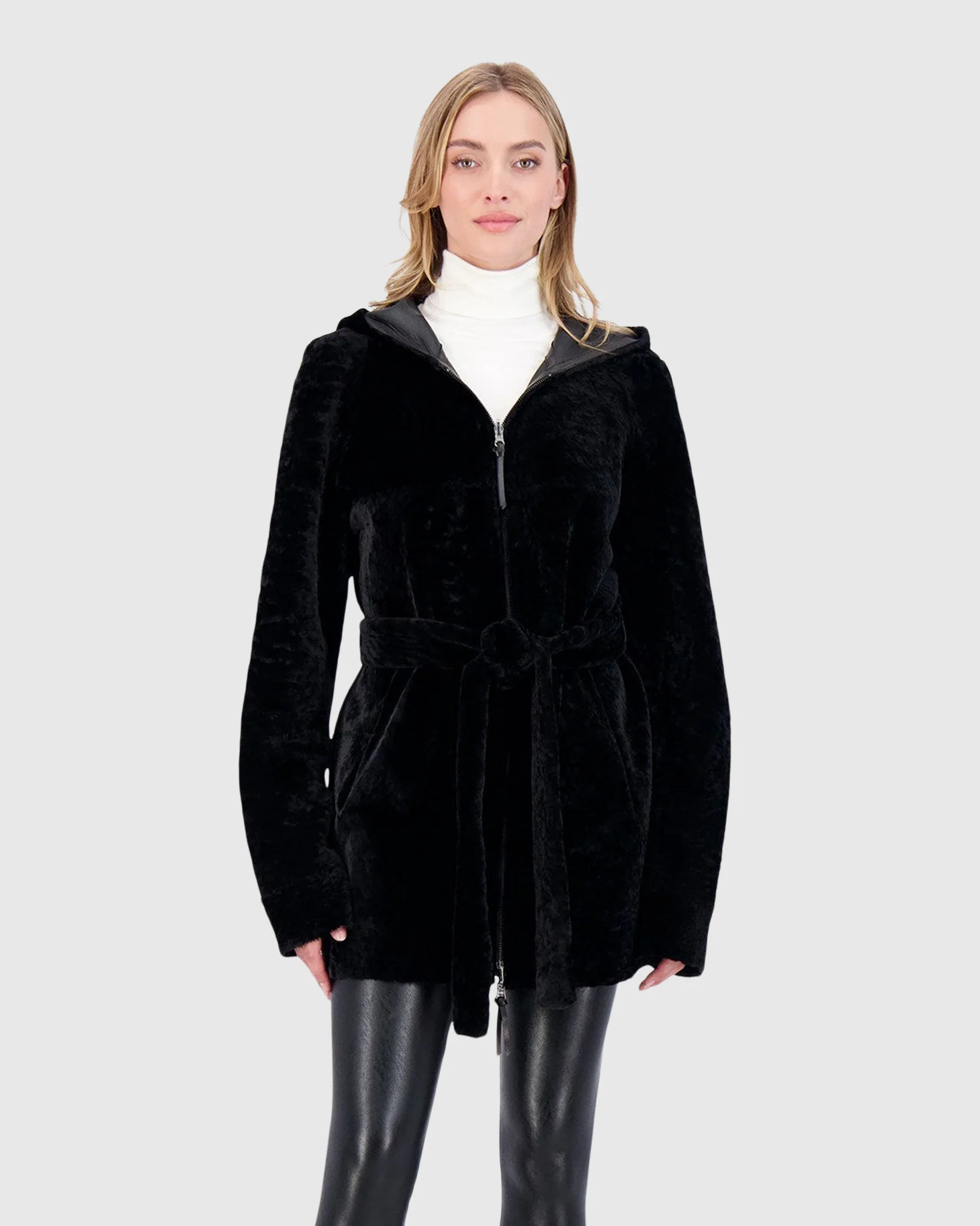 Reversible Select Shearling Lamb Zip Jacket, Hood - Image 5