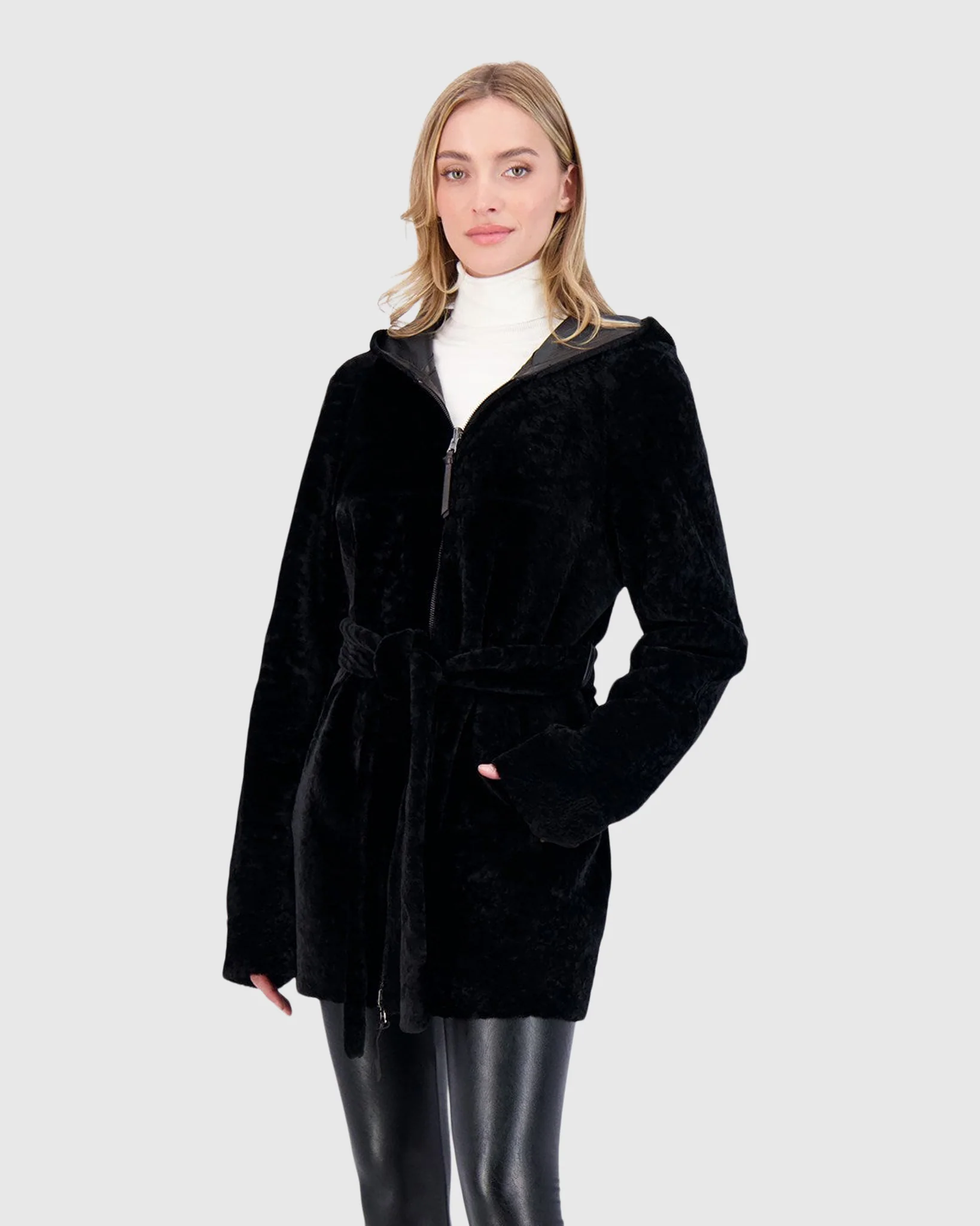 Reversible Select Shearling Lamb Zip Jacket, Hood - Image 6