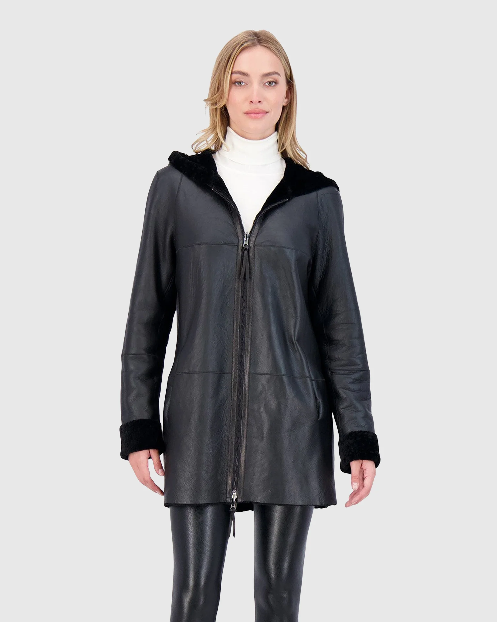 Reversible Select Shearling Lamb Zip Jacket, Hood - Image 8