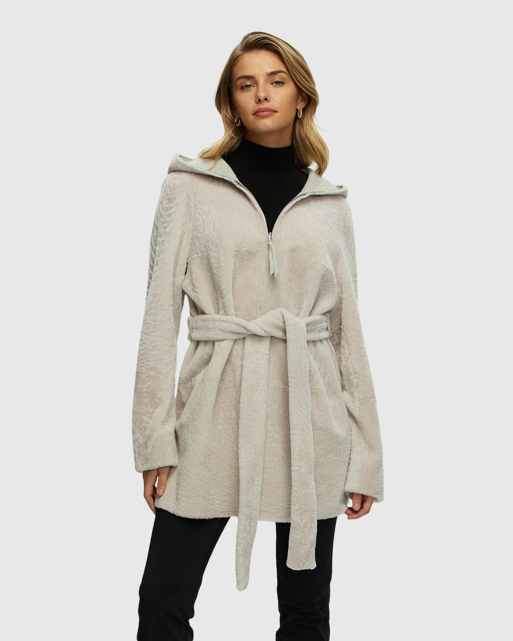 Reversible Select Shearling Lamb Zip Jacket, Hood - Image 9