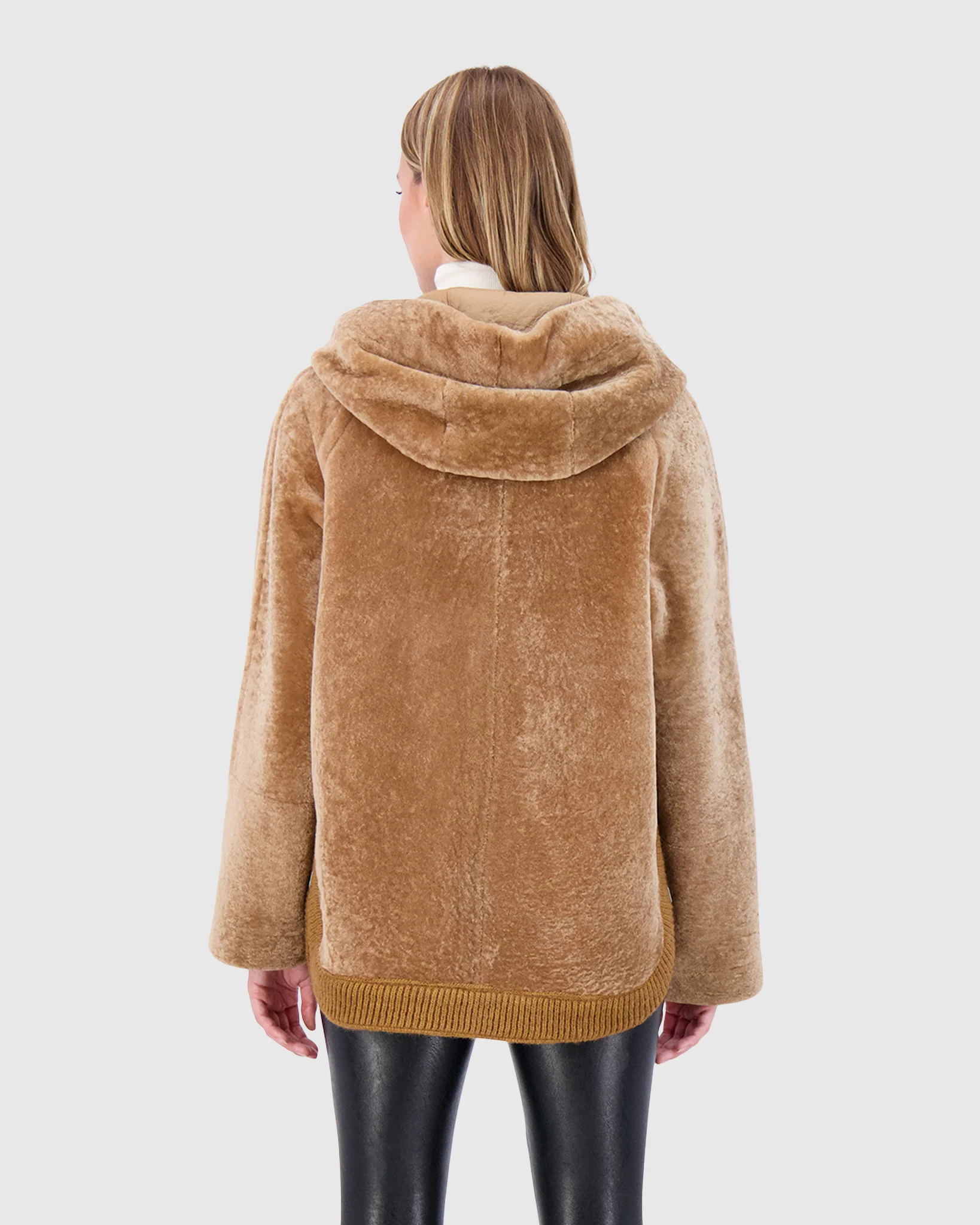 Reversible Select Shearling Lamb Zip Parka With Ribbed Hem - Image 3