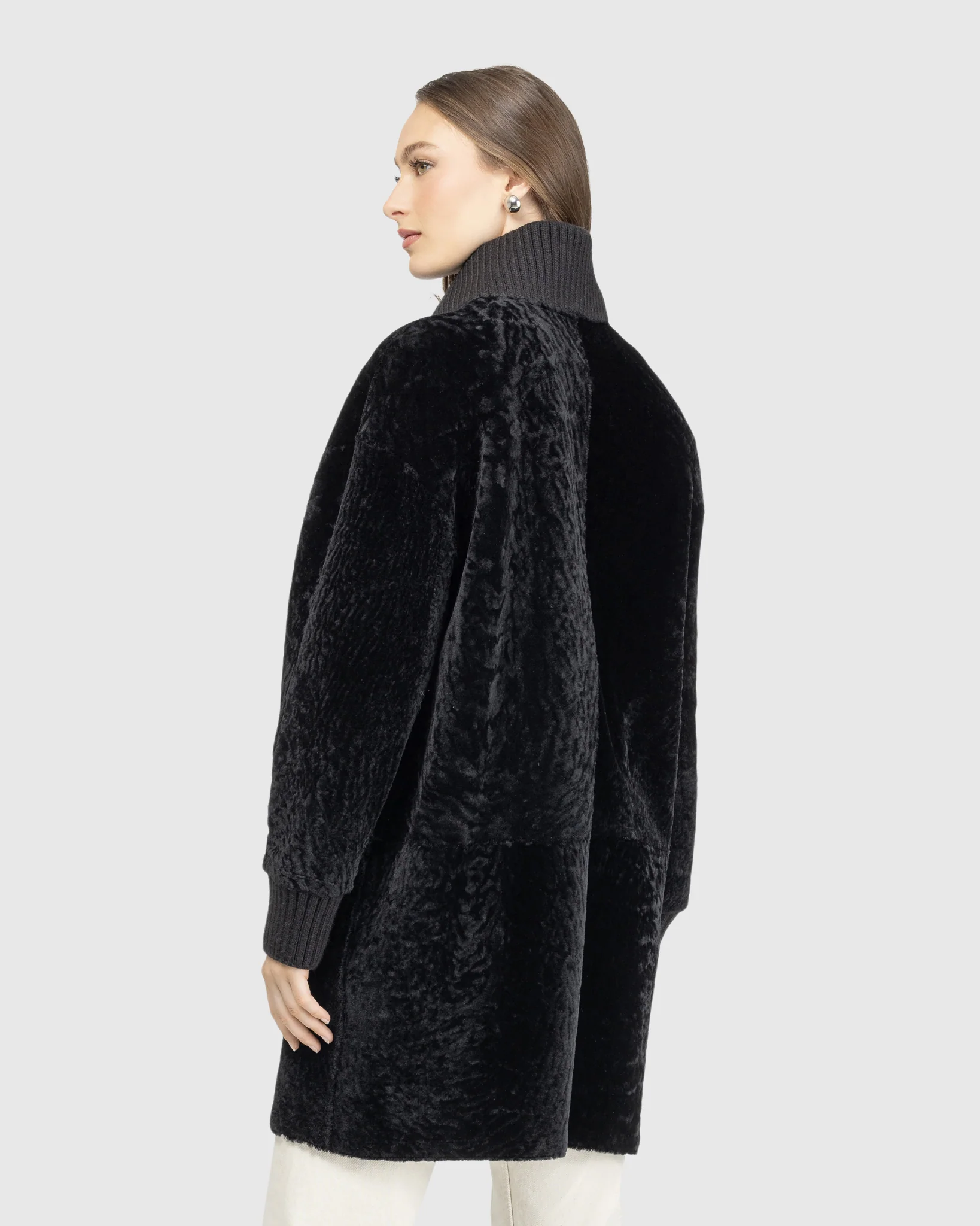 Reversible Textured Shearling Lamb Jacket - Image 4