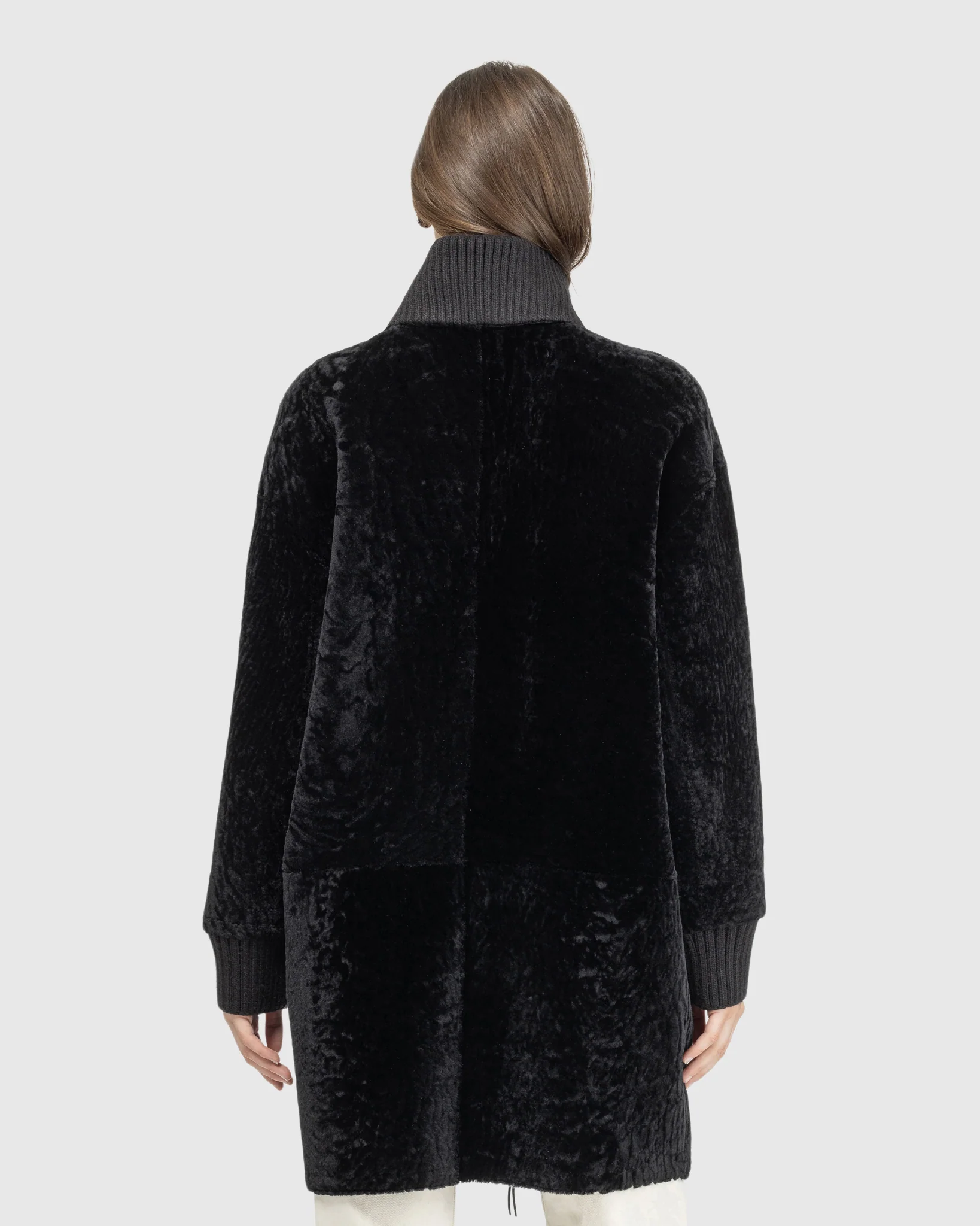 Reversible Textured Shearling Lamb Jacket - Image 5