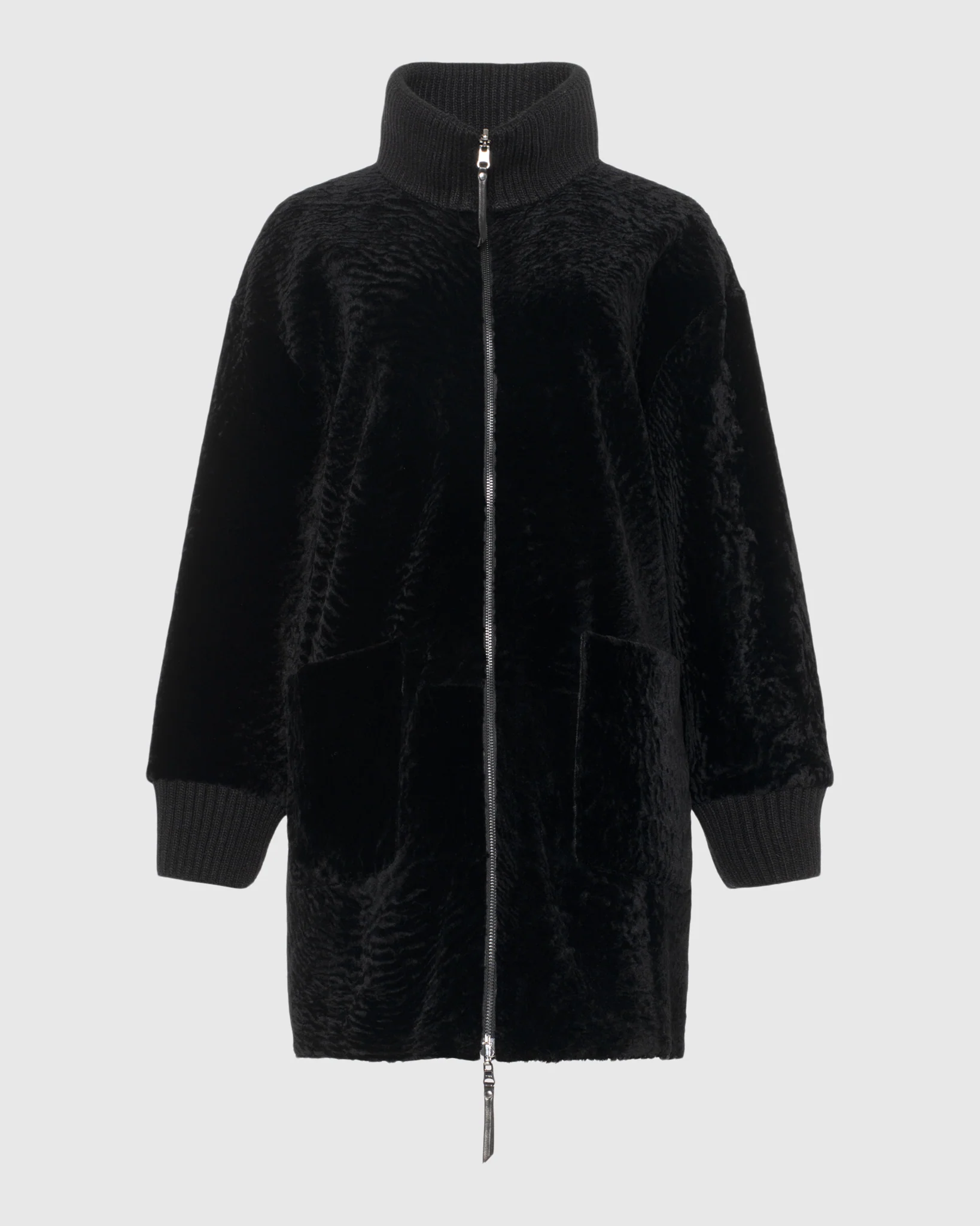 Reversible Textured Shearling Lamb Jacket - Image 9
