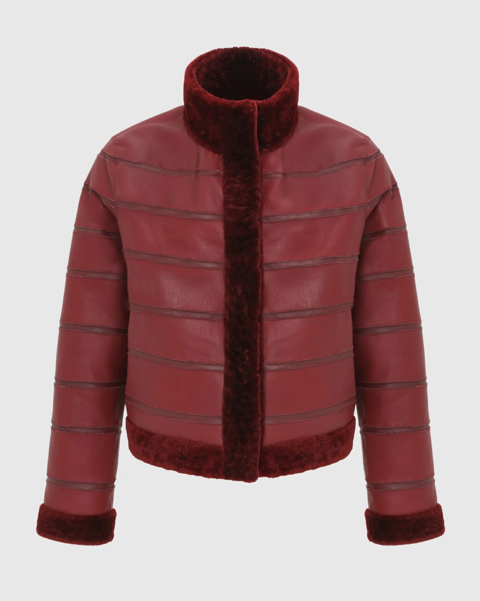Reversible Textured Shearling Lamb Jacket - Image 12