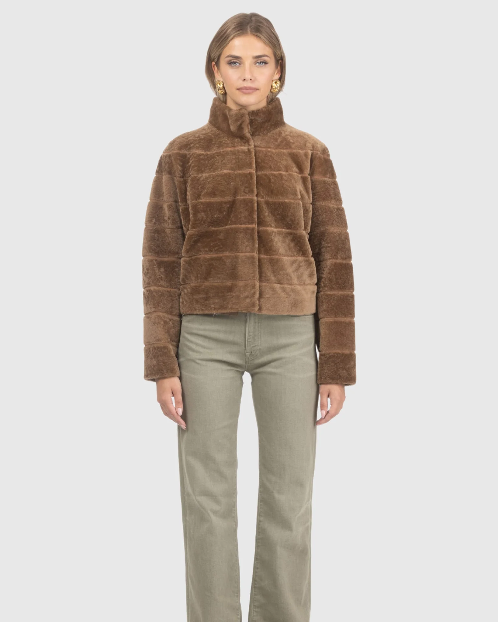 Reversible Textured Shearling Lamb Jacket - Image 13