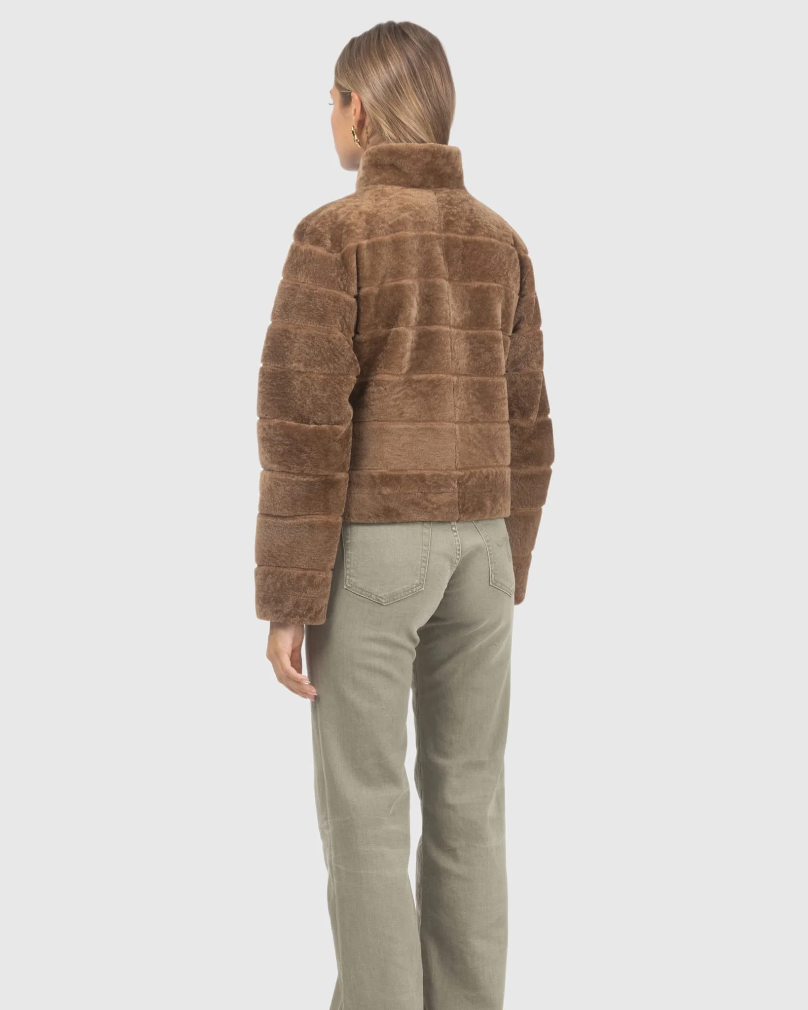Reversible Textured Shearling Lamb Jacket - Image 15