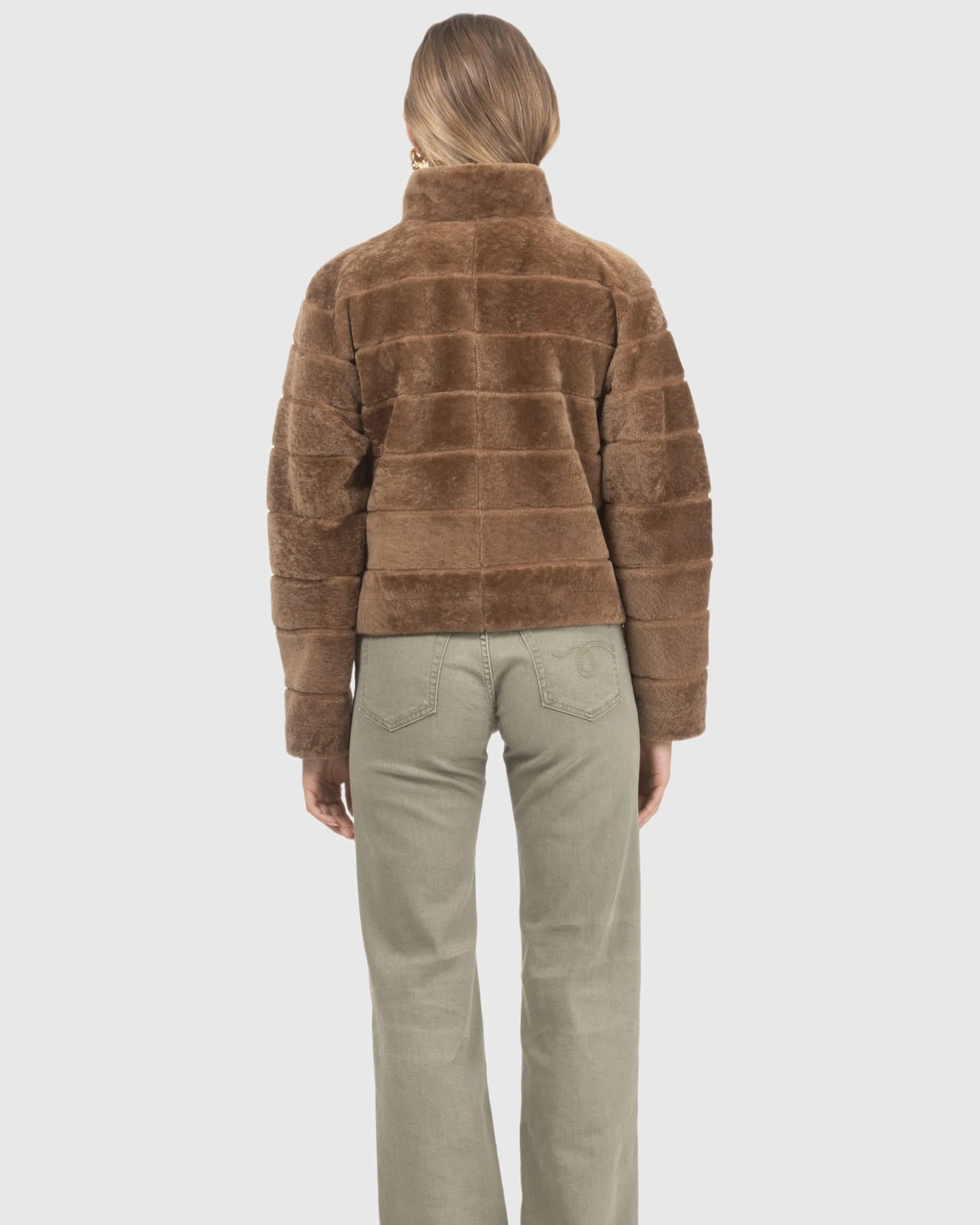 Reversible Textured Shearling Lamb Jacket - Image 16