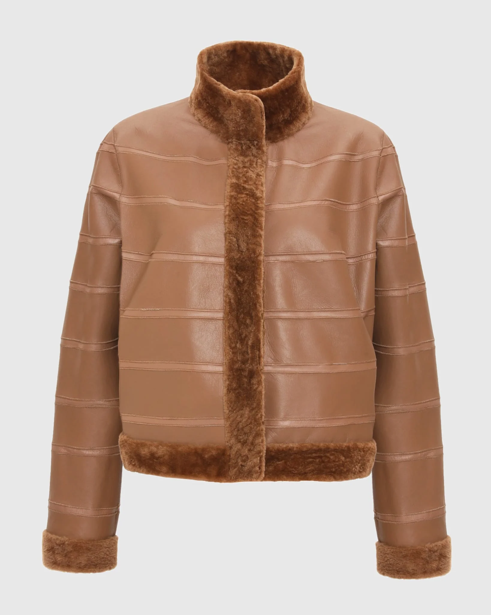 Reversible Textured Shearling Lamb Jacket - Image 20