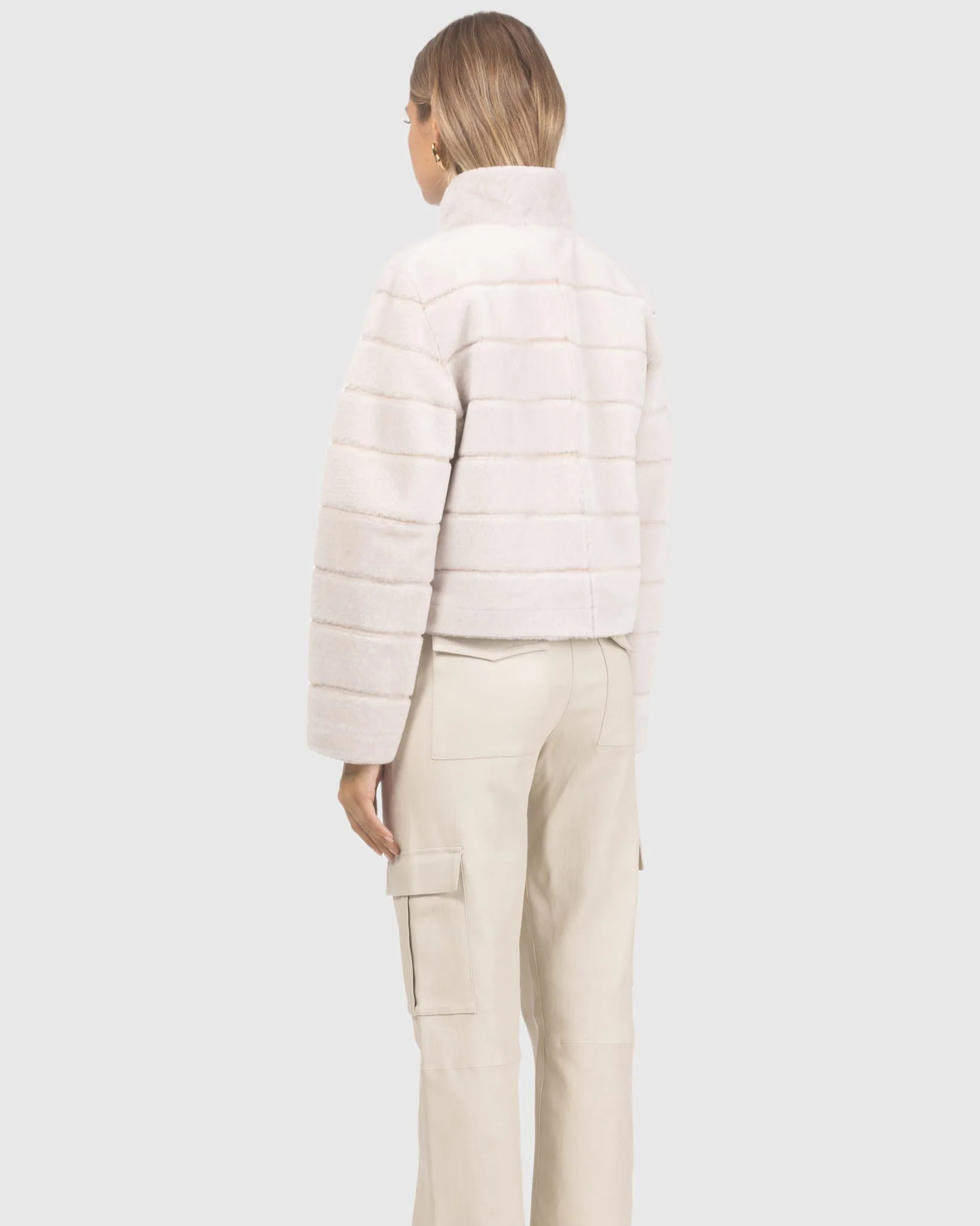 Reversible Textured Shearling Lamb Jacket - Image 23