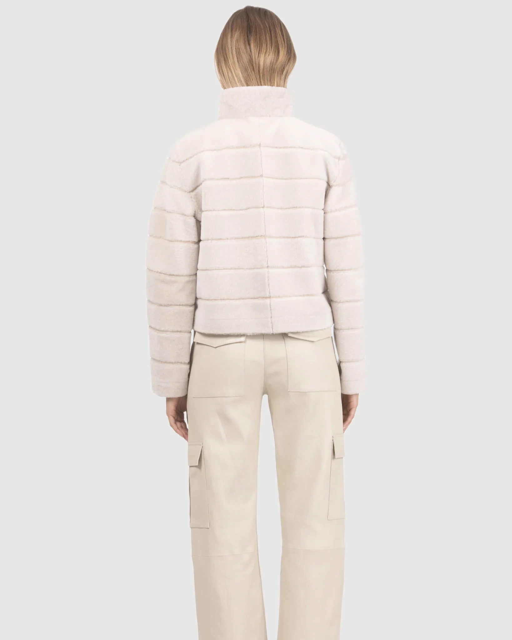 Reversible Textured Shearling Lamb Jacket - Image 24