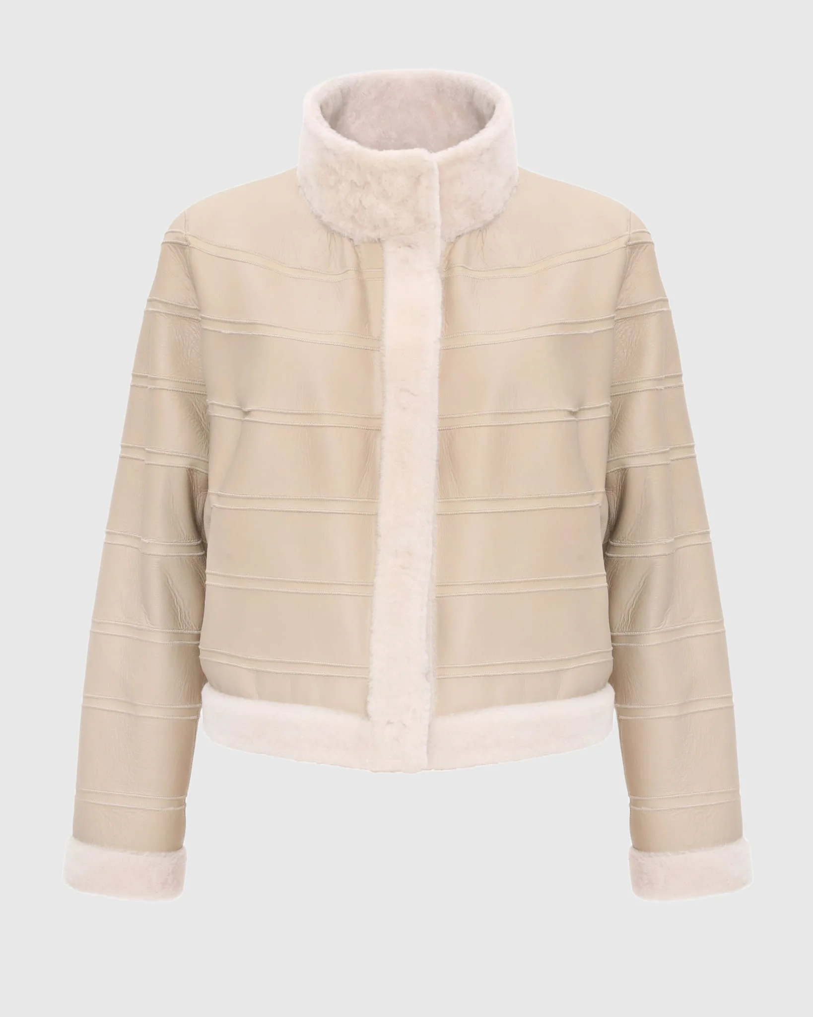 Reversible Textured Shearling Lamb Jacket - Image 28