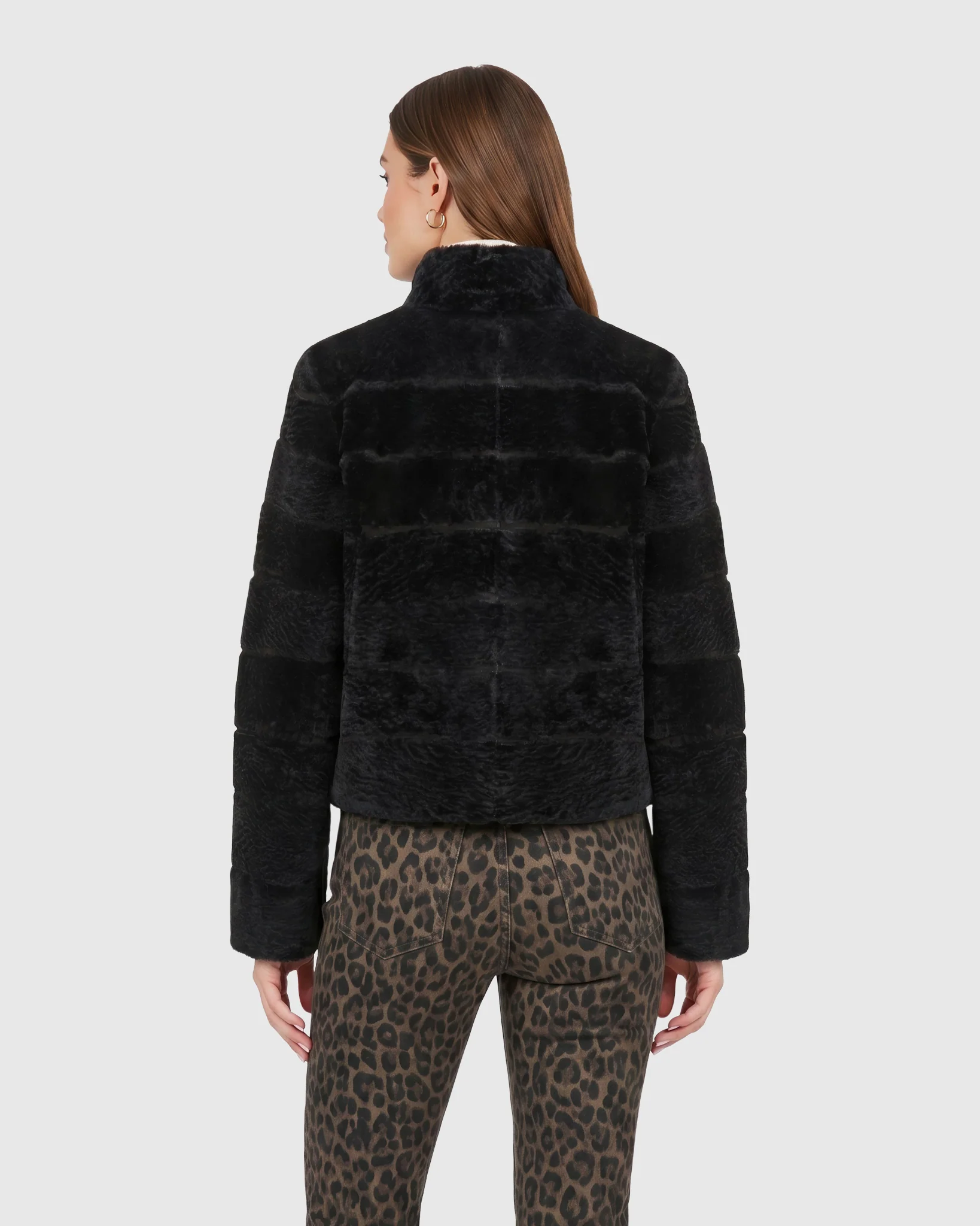 Reversible Textured Shearling Lamb Jacket - Image 4