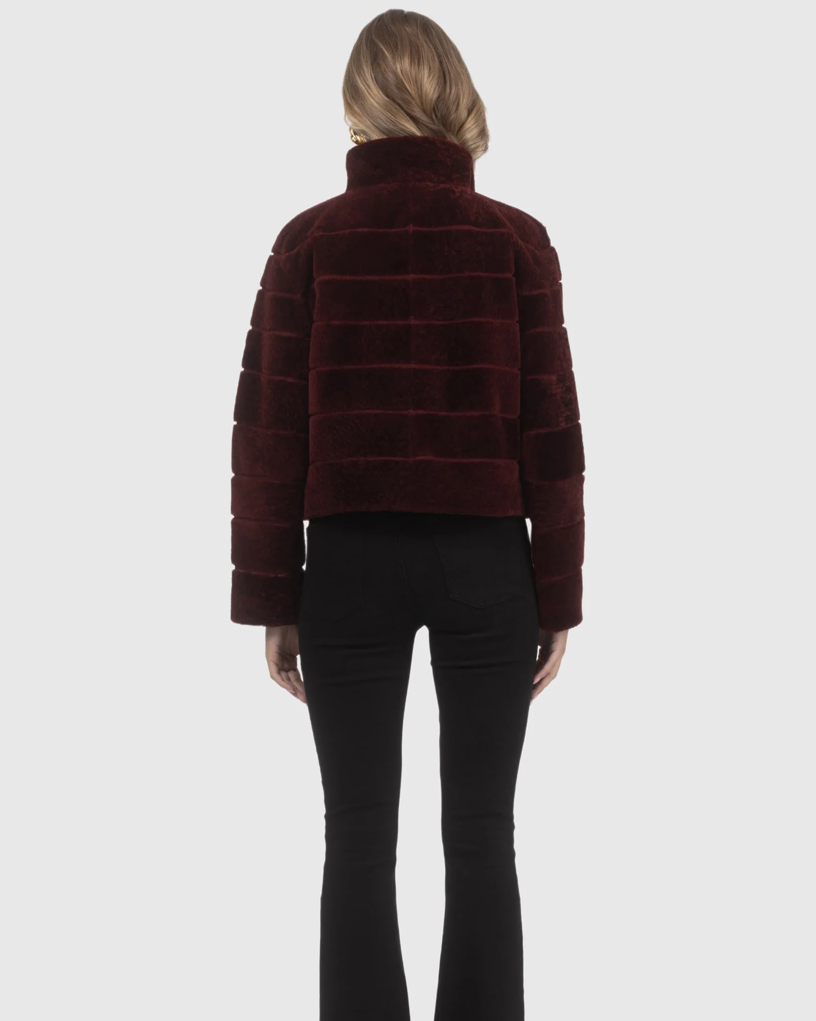 Reversible Textured Shearling Lamb Jacket - Image 8