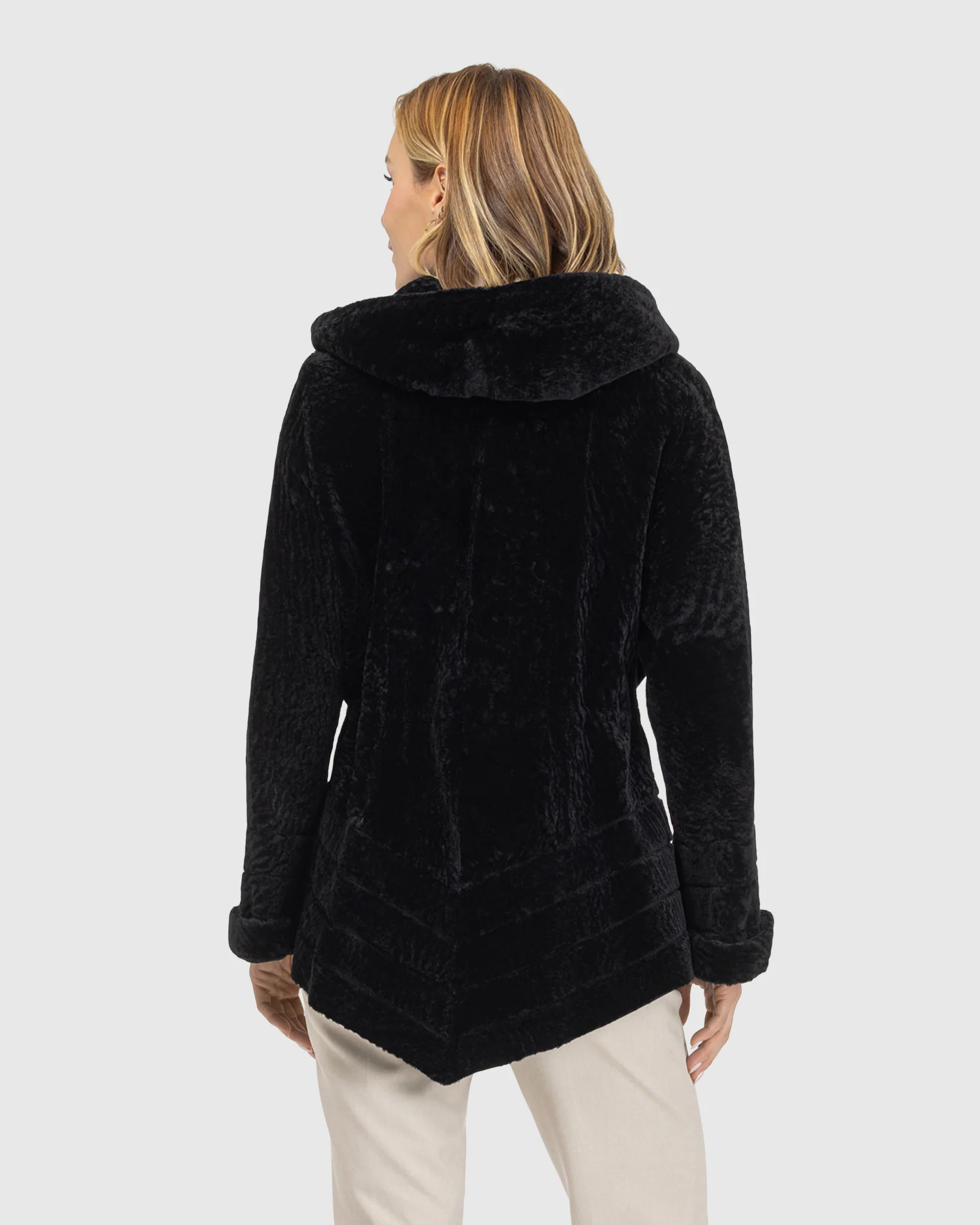 Reversible Textured Shearling Lamb Jacket - Image 10