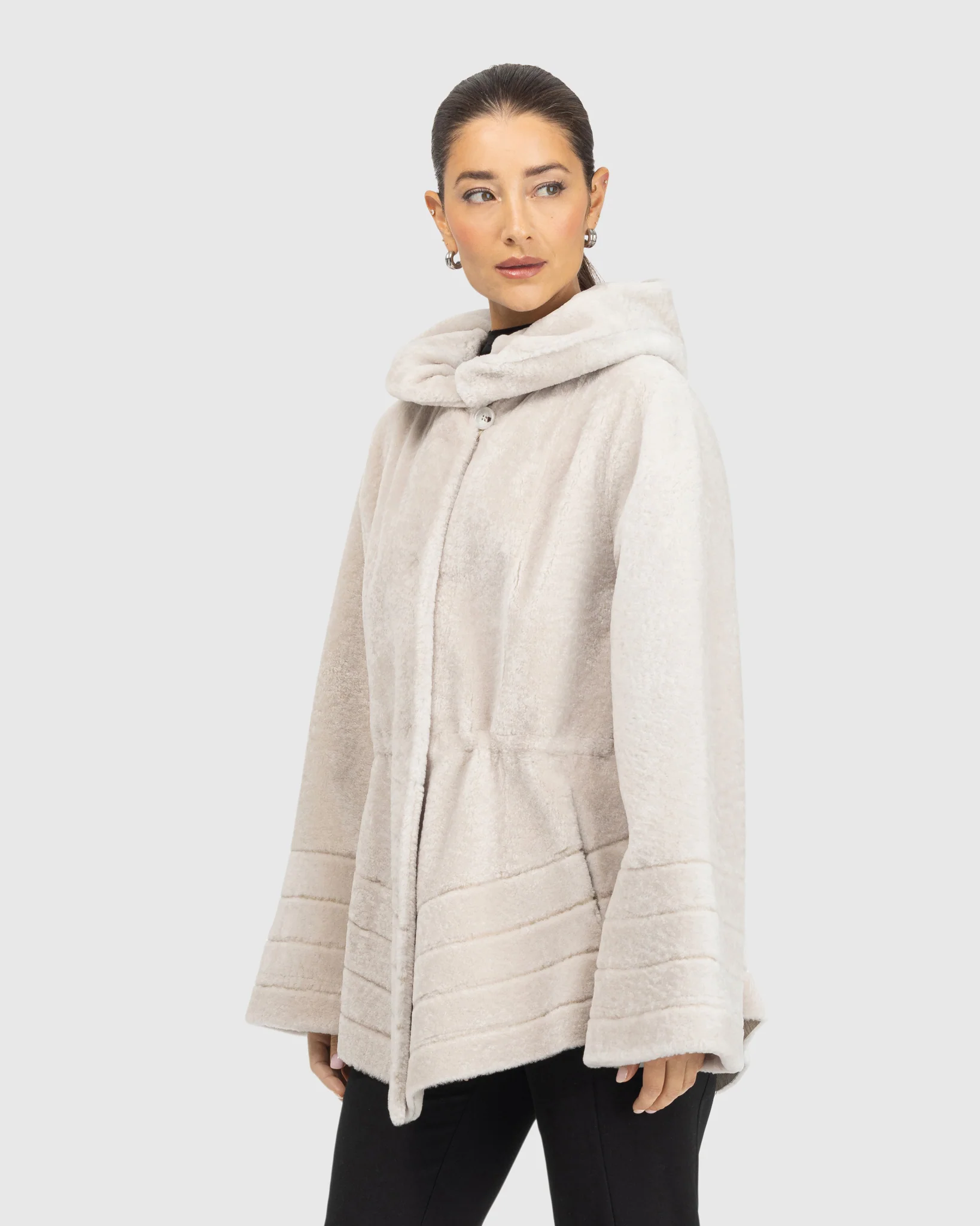 Reversible Textured Shearling Lamb Jacket - Image 16