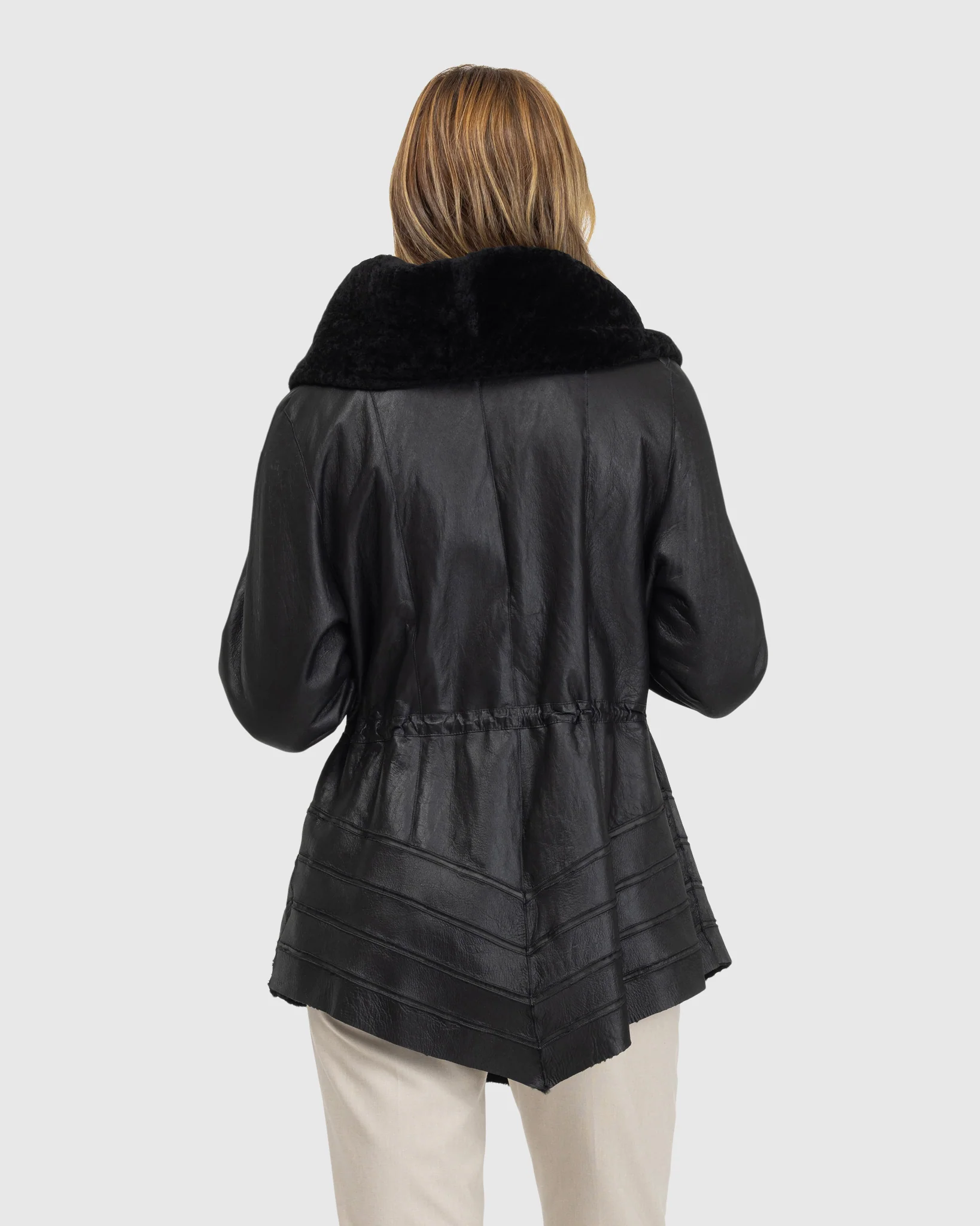 Reversible Textured Shearling Lamb Jacket - Image 2
