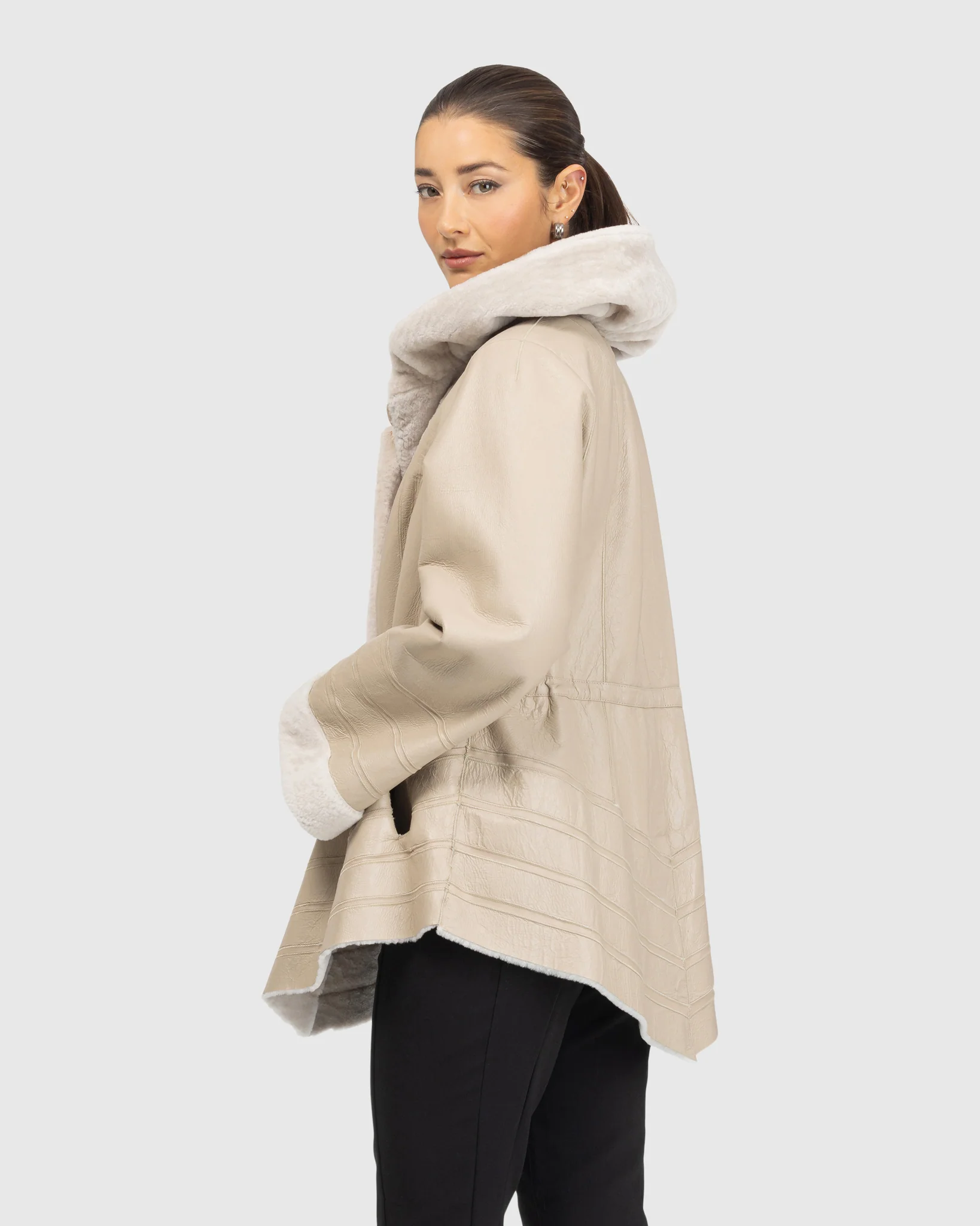 Reversible Textured Shearling Lamb Jacket - Image 21