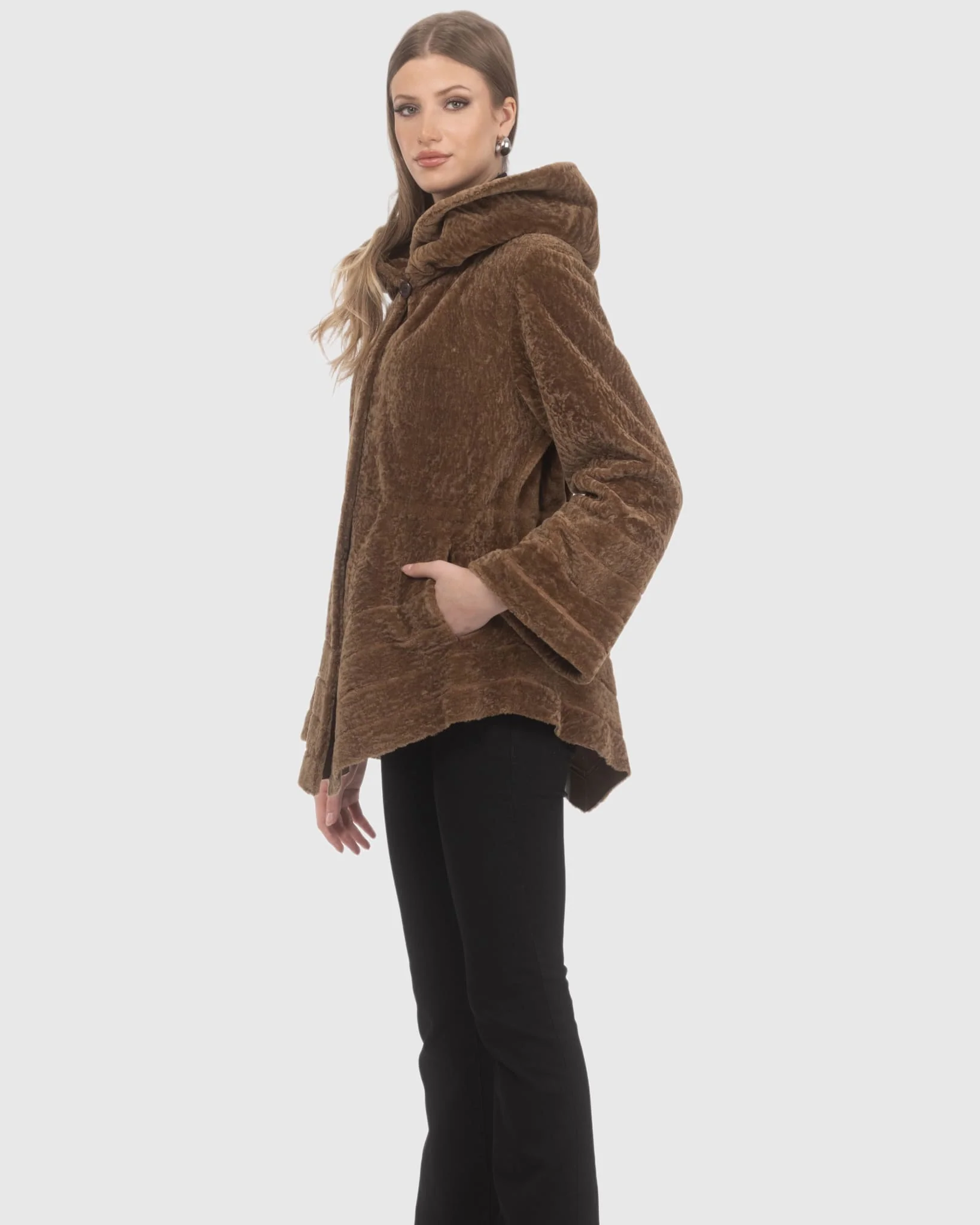 Reversible Textured Shearling Lamb Jacket - Image 28