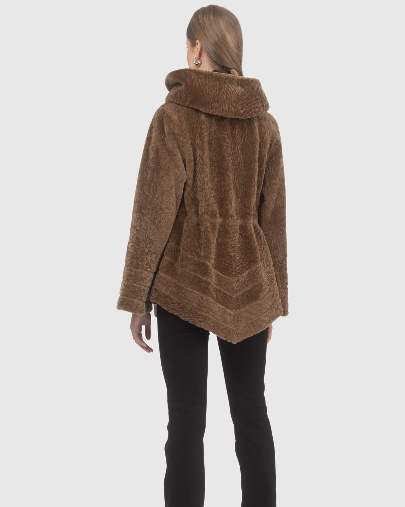 Reversible Textured Shearling Lamb Jacket - Image 29