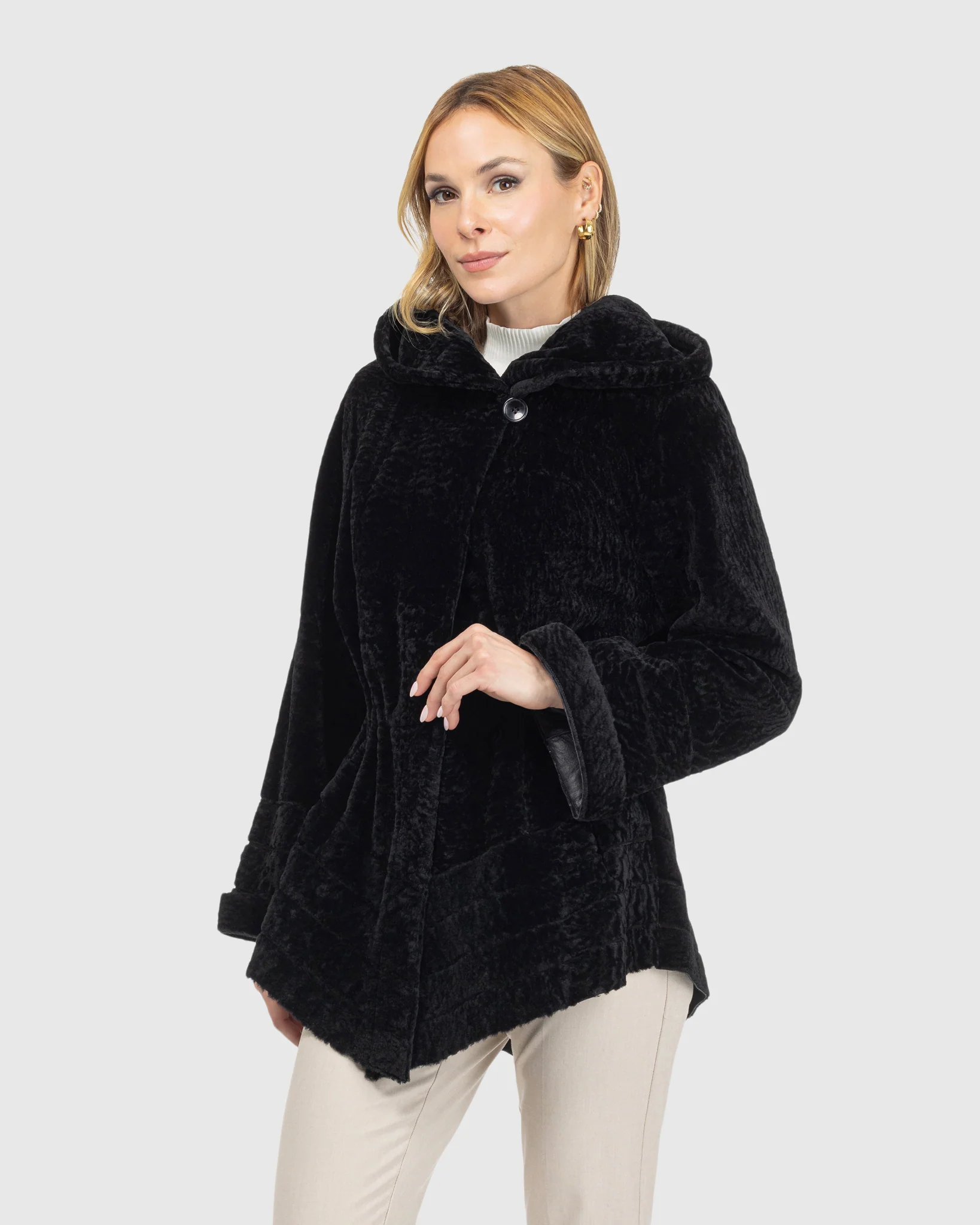 Reversible Textured Shearling Lamb Jacket - Image 7