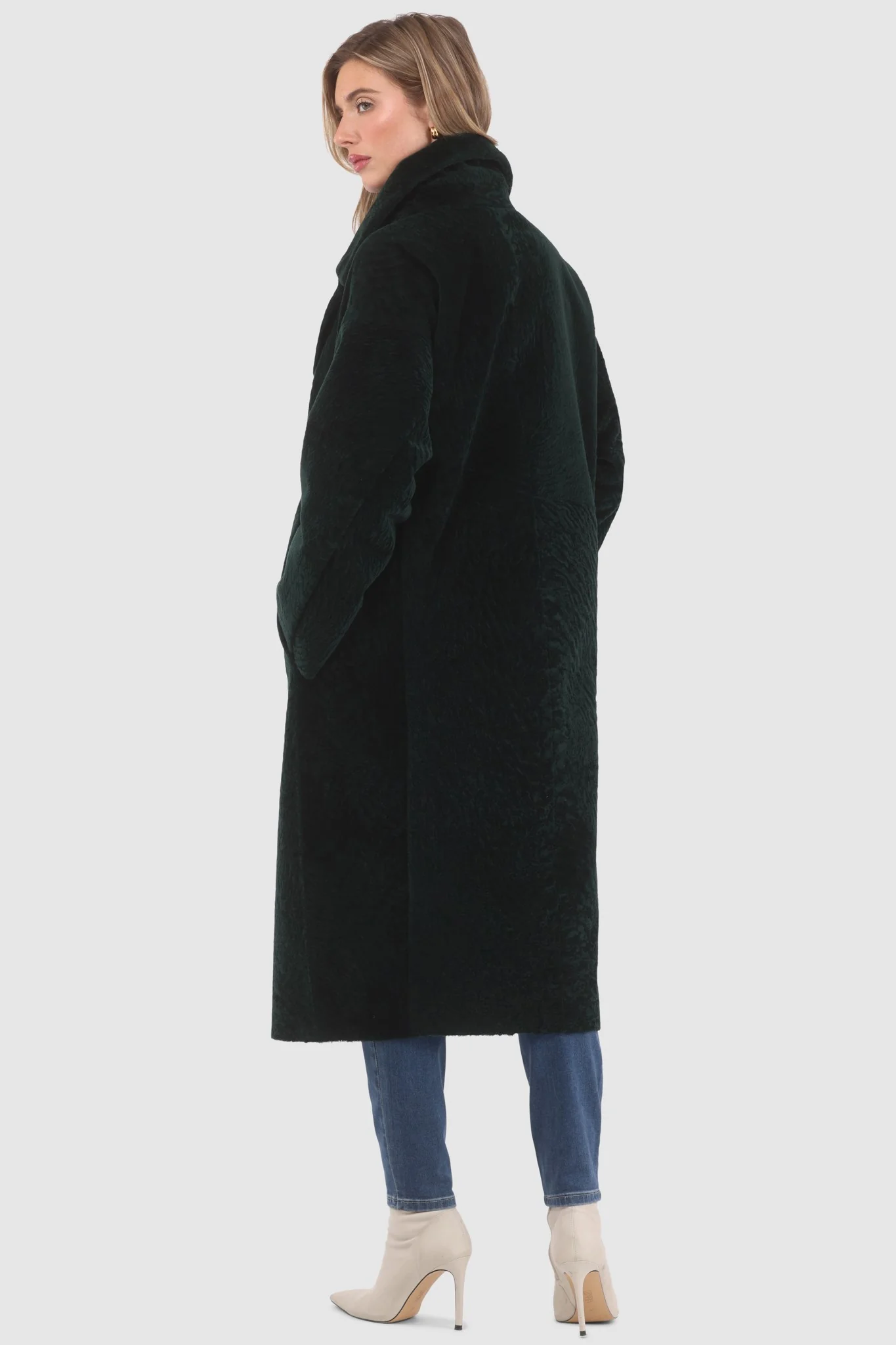 Reversible Textured Shearling Lamb Short Coat - Image 10