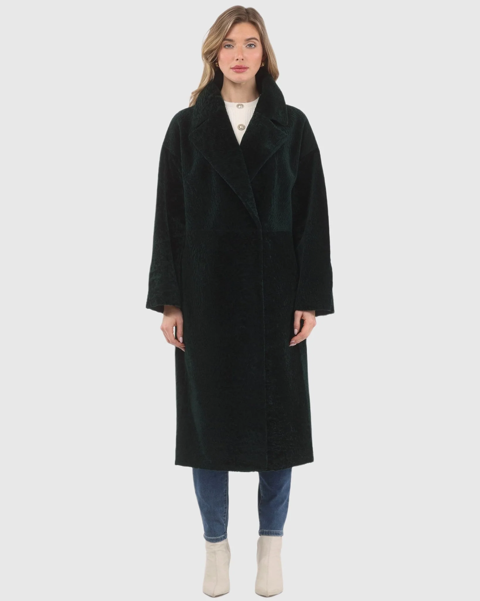 Reversible Textured Shearling Lamb Short Coat - Image 18