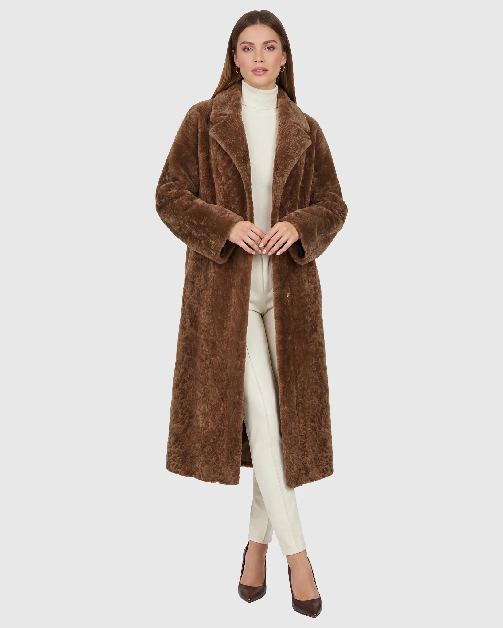 Reversible Textured Shearling Lamb Short Coat - Image 2
