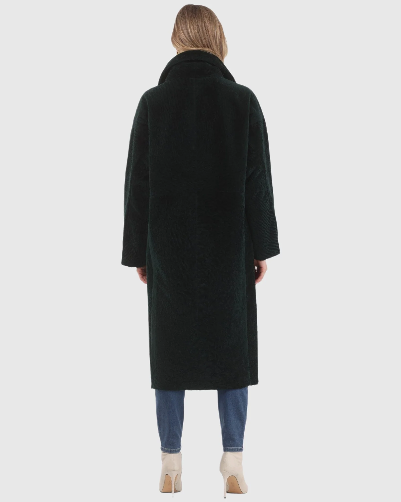 Reversible Textured Shearling Lamb Short Coat - Image 24