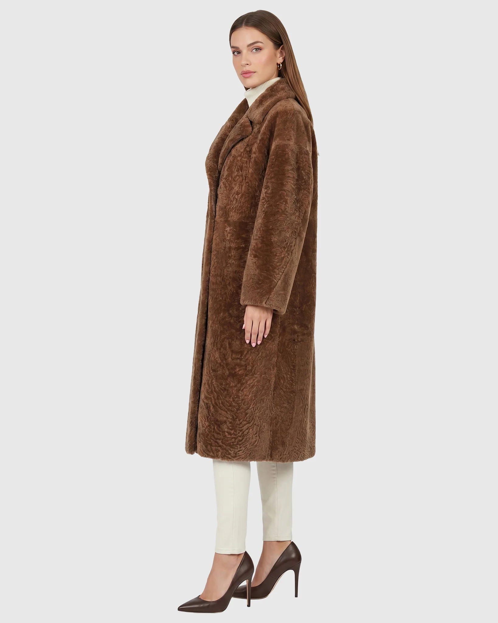 Reversible Textured Shearling Lamb Short Coat - Image 3