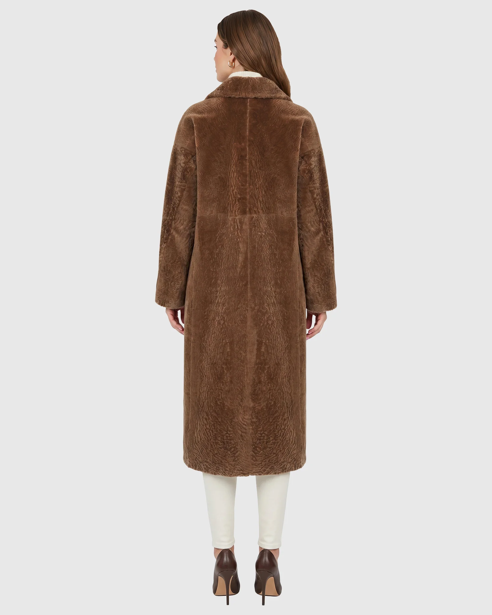 Reversible Textured Shearling Lamb Short Coat - Image 4