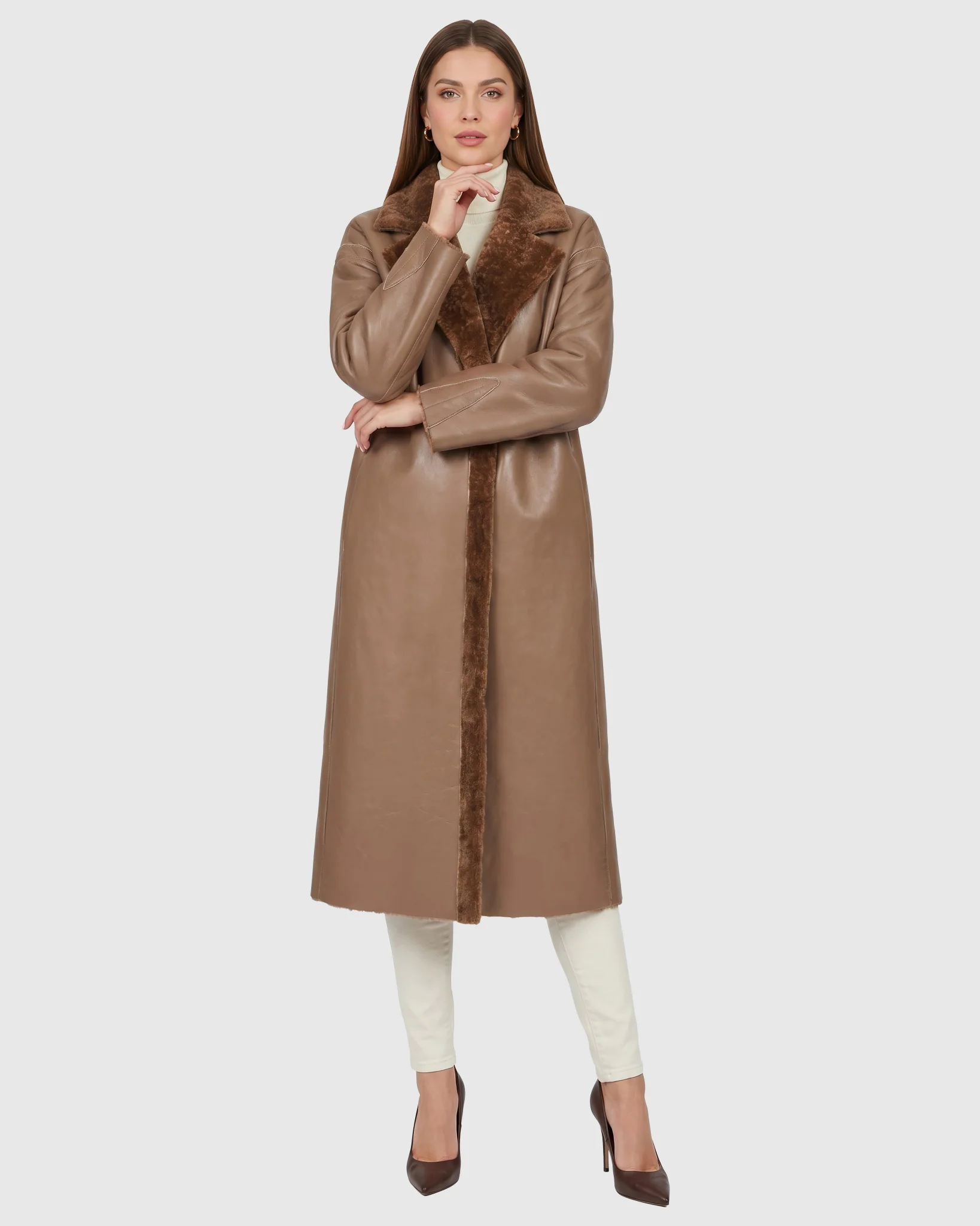 Reversible Textured Shearling Lamb Short Coat - Image 5