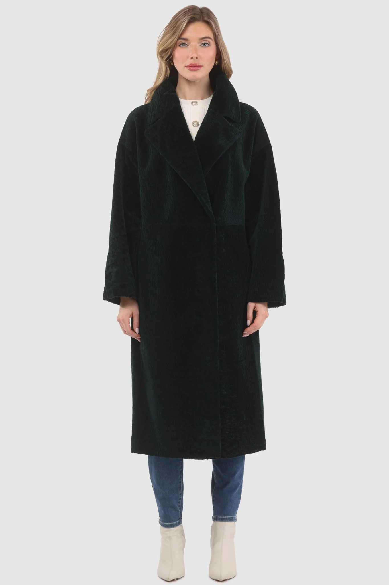 Reversible Textured Shearling Lamb Short Coat - Image 7